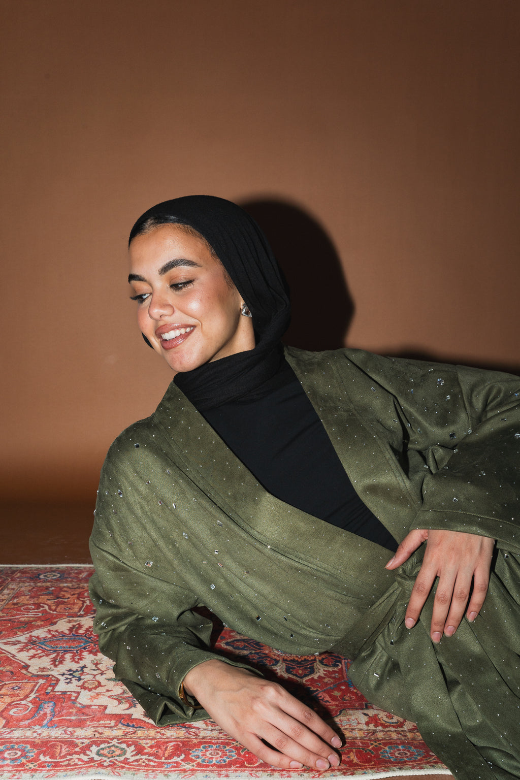 Milky way Stone Cardigan in Olive