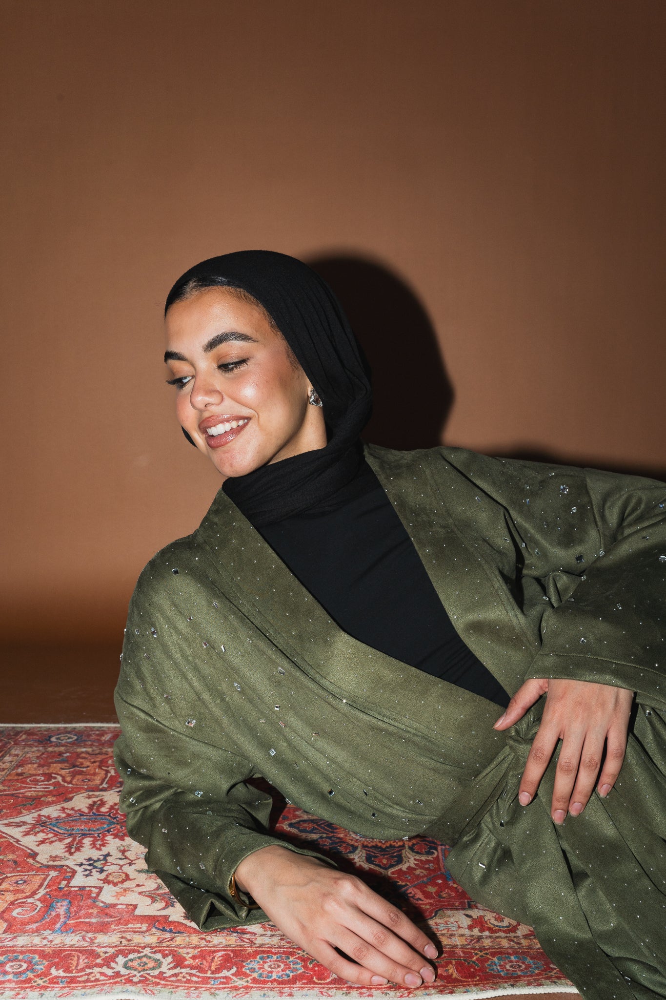 Milky way Stone Cardigan in Olive