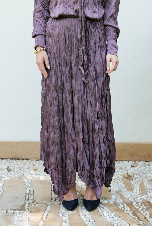 Anne Crushed skirt in Mauve wine