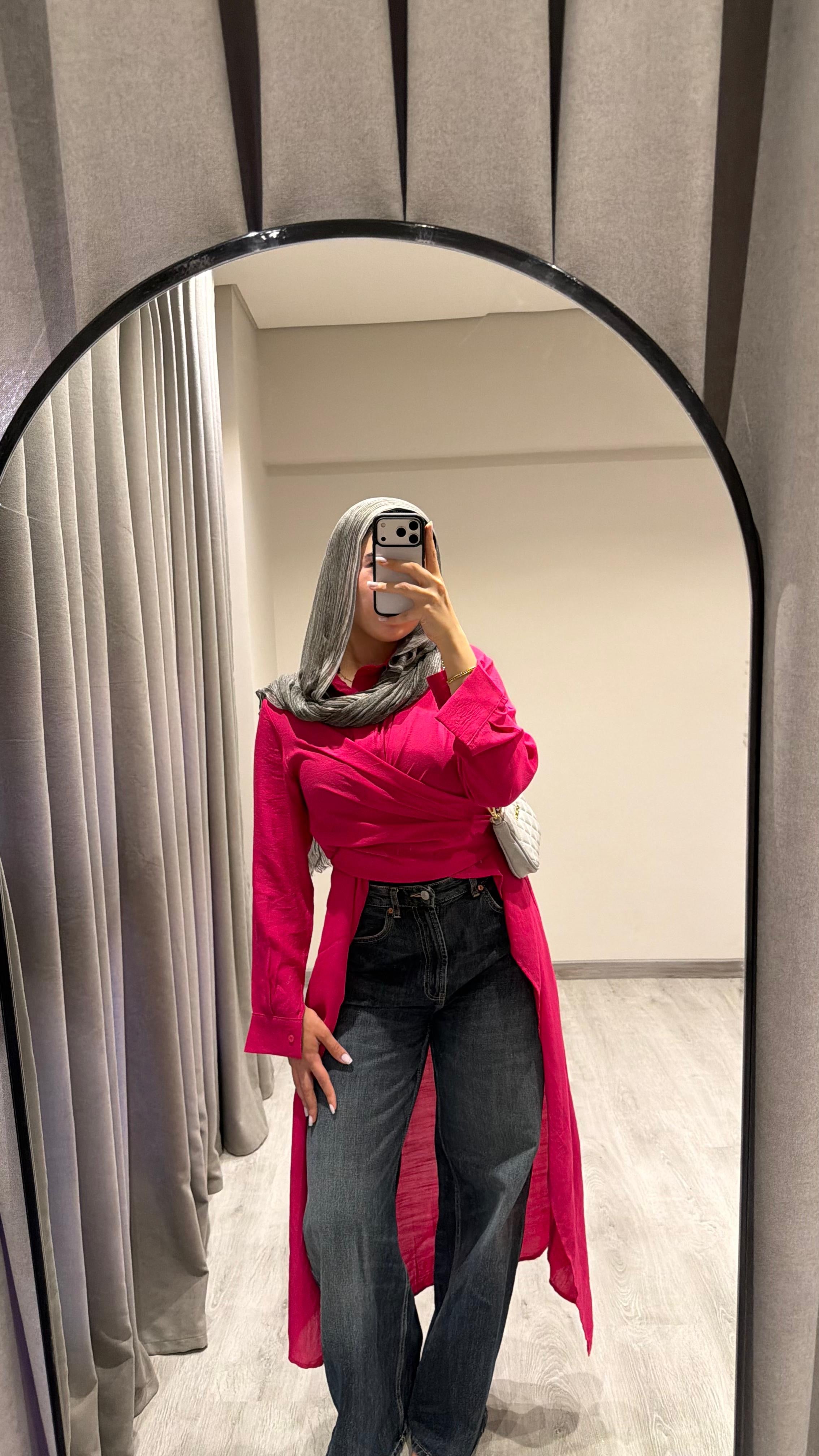 All Around Asymmetric Top in Hot Pink