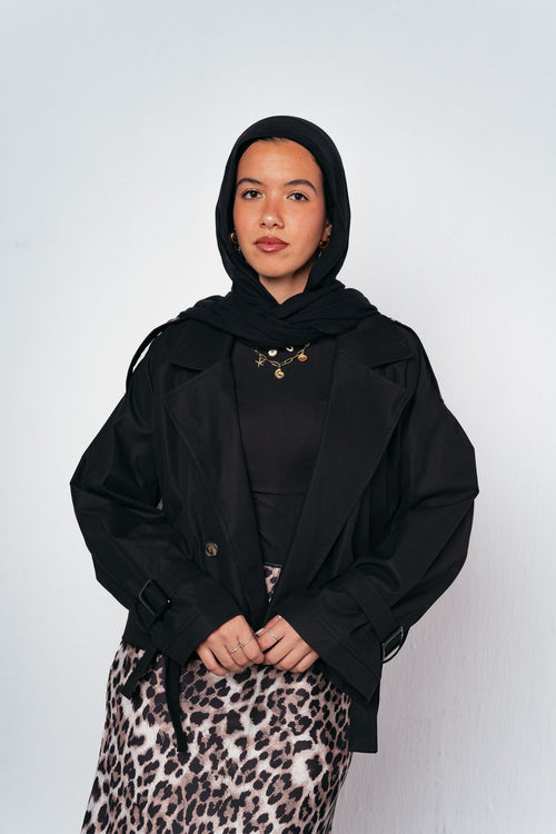 Cropped trench coat in Black