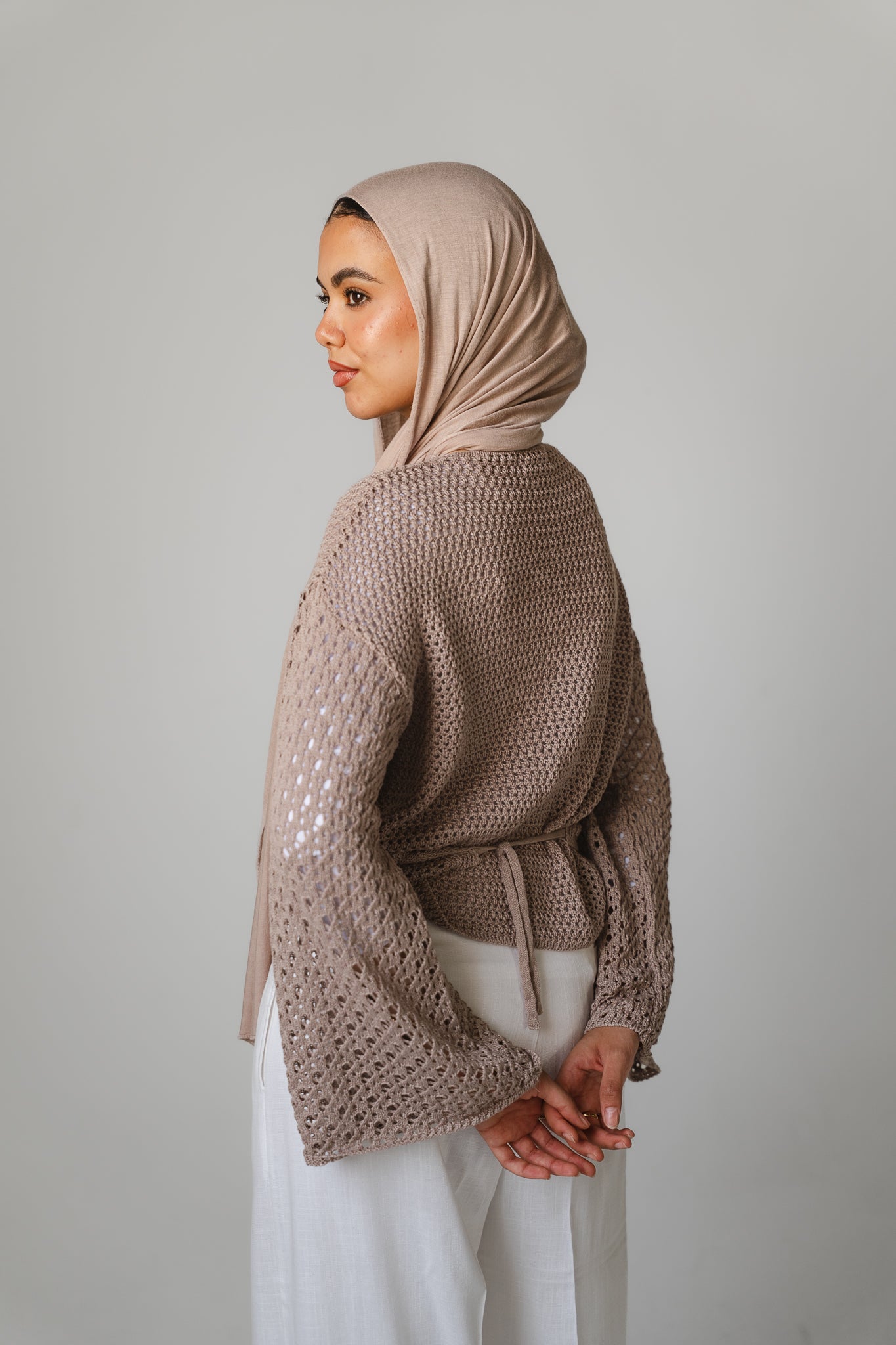 Seashell Wrap Top in Cafe