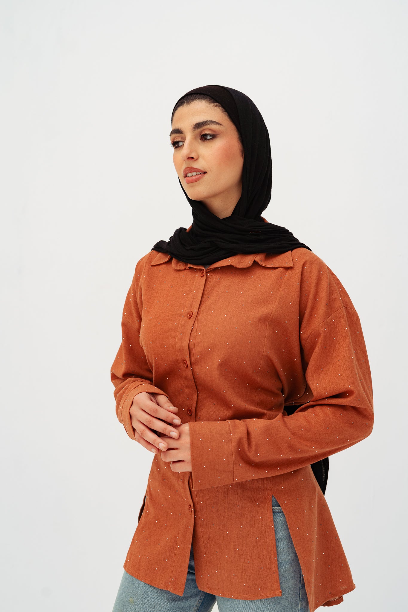 Studded Glam shirt in Rust