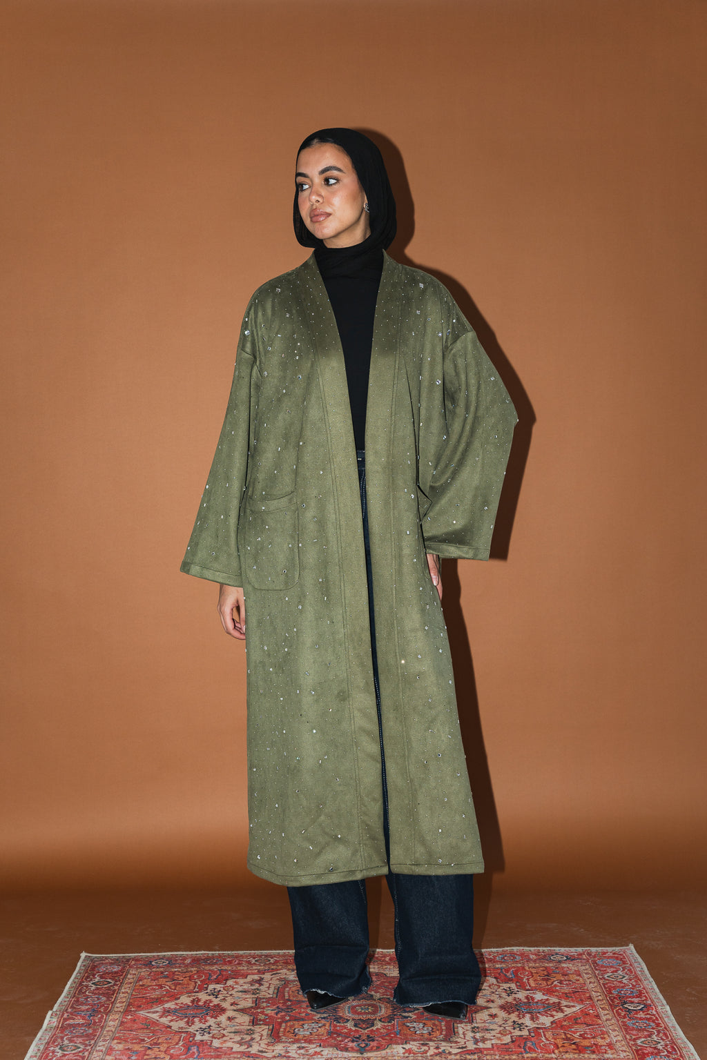 Milky way Stone Cardigan in Olive