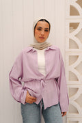 Slay You Girl Linen Top in Lilac