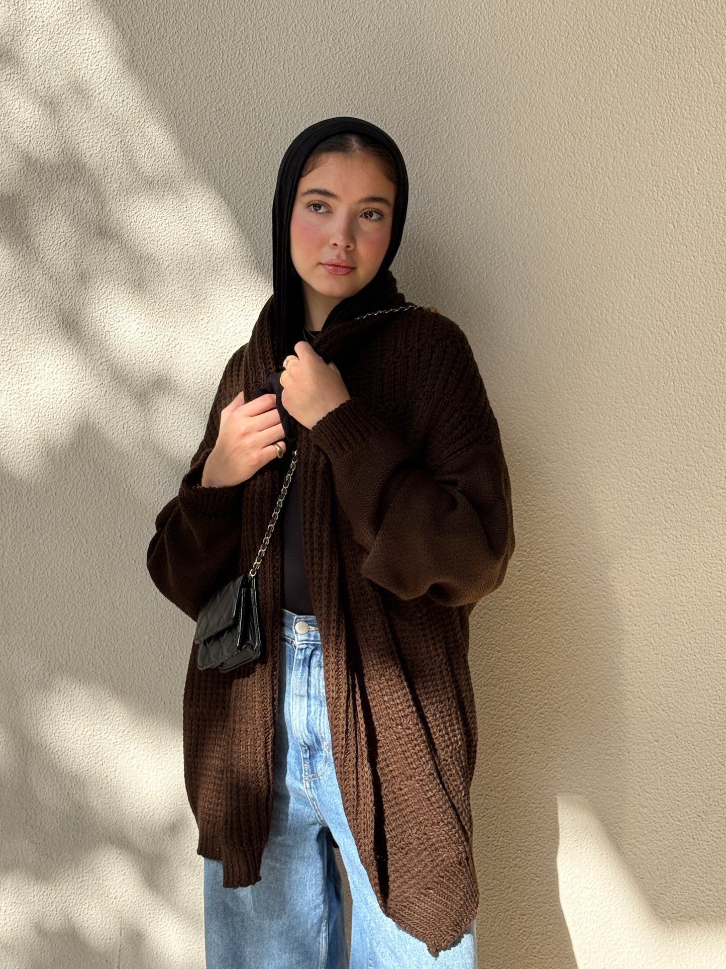 The Warm Hug Knit Cardigan in Brown