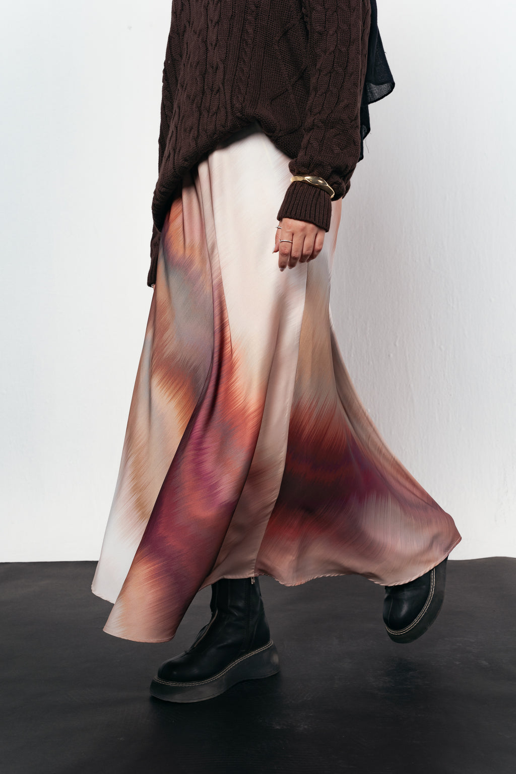 Rosewood Mist Satin Skirt