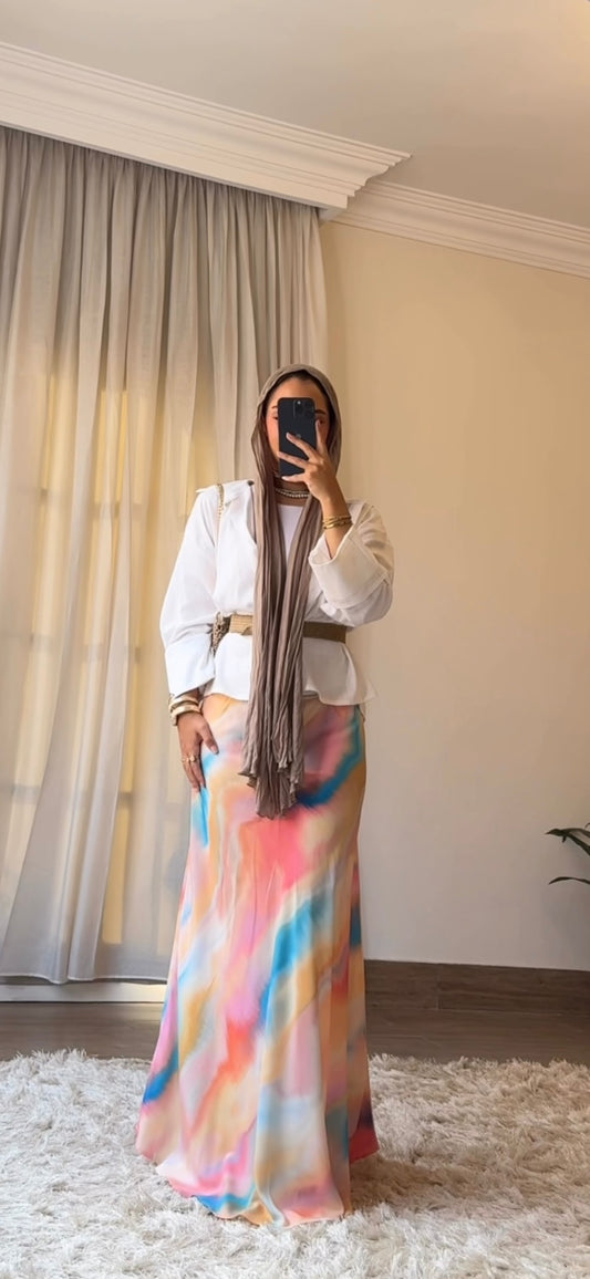 Pastel cloud cropped shirt in White