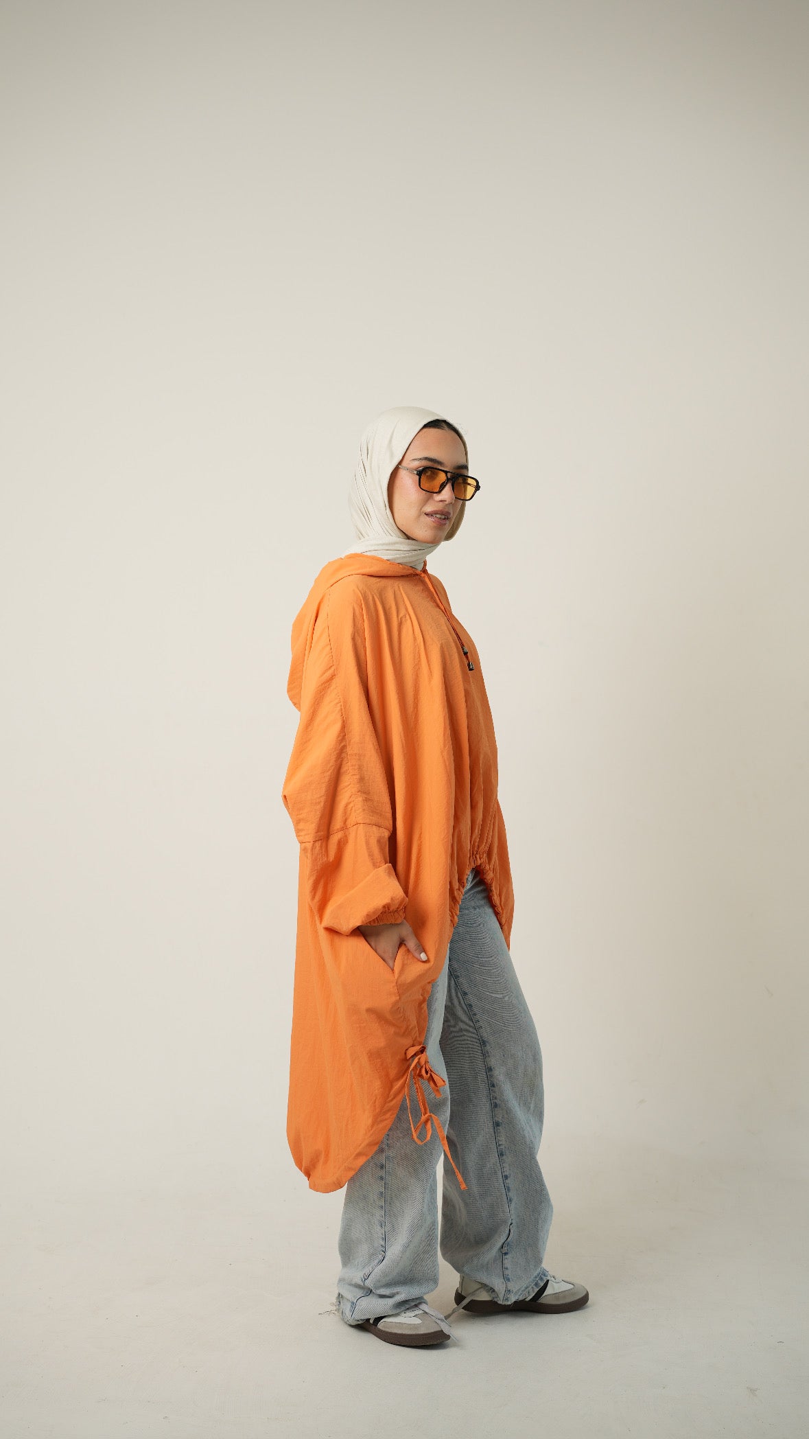 Hooded Waterproof jacket in pumpkin