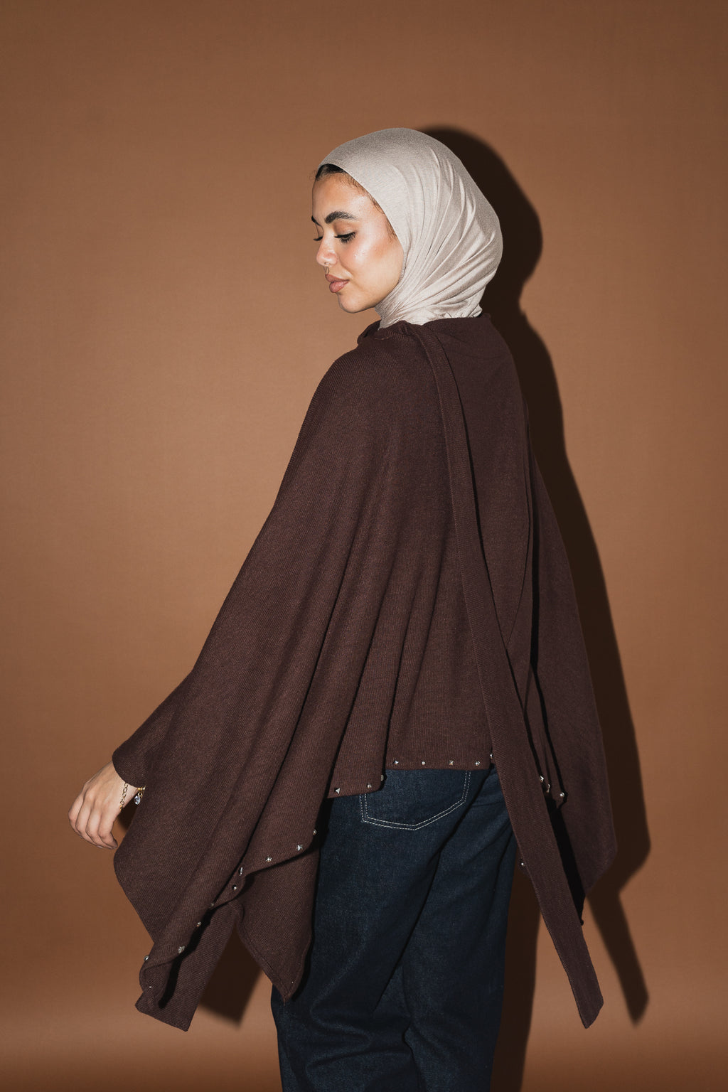 Studded Stardust Cape in Brown