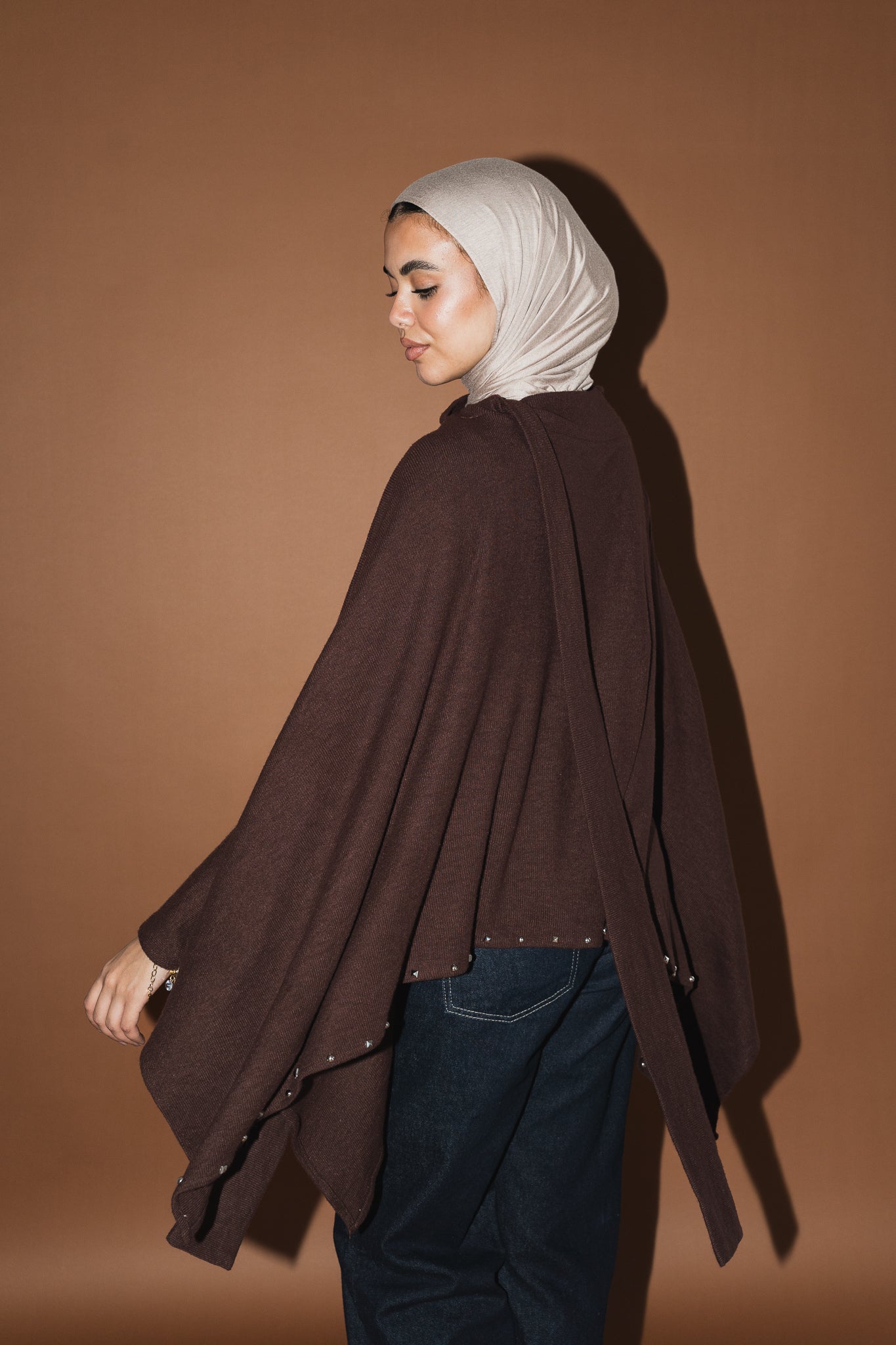 Studded Stardust Cape in Brown