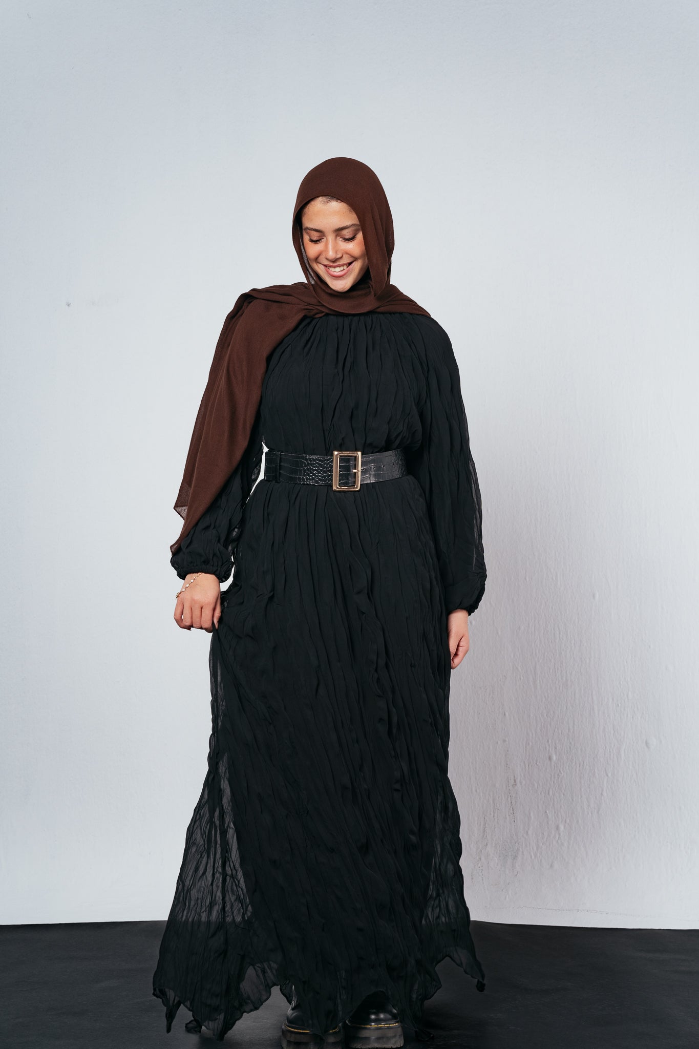 Nazly Crushed Dress in Black