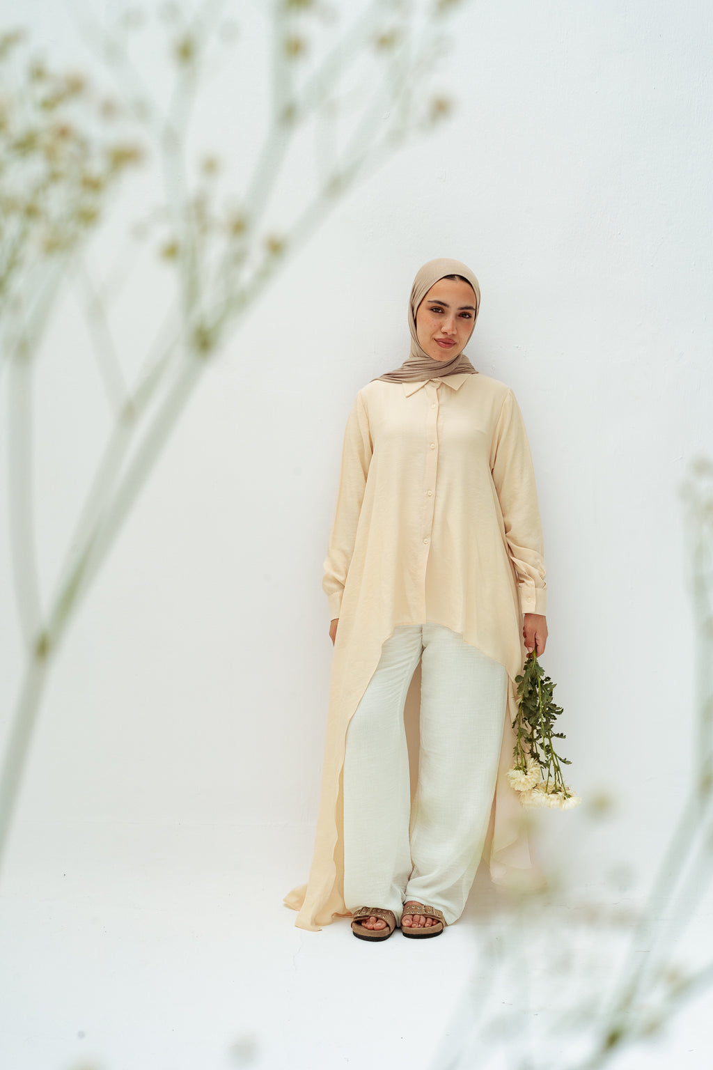 Draped Asymmetrical Top in Cream