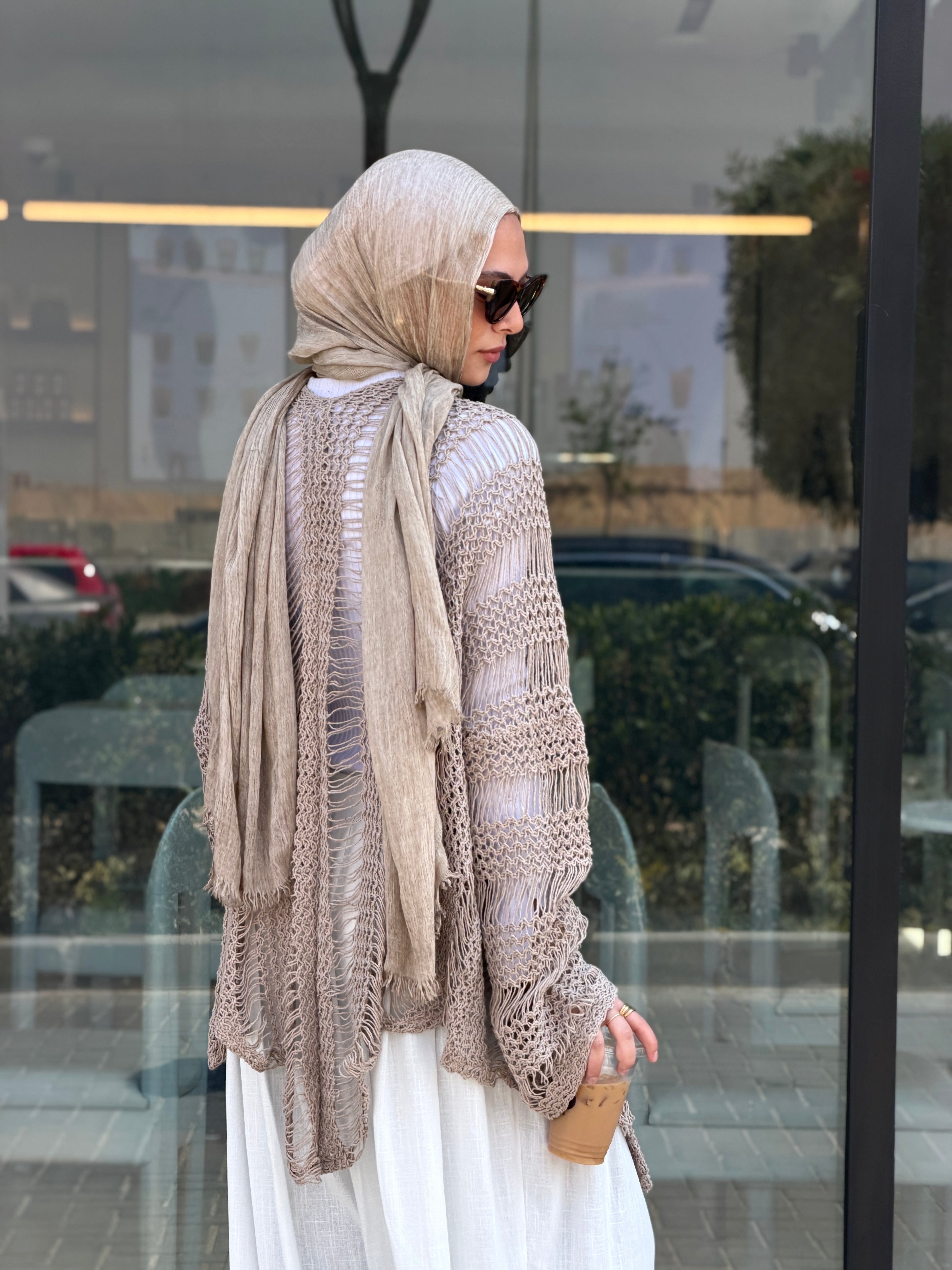 Coastal Crochet Cardigan in Cafe