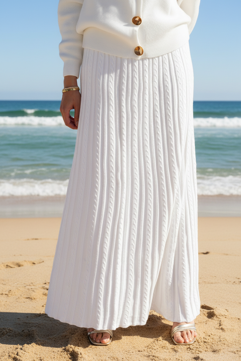 Soft Braids Skirt in White