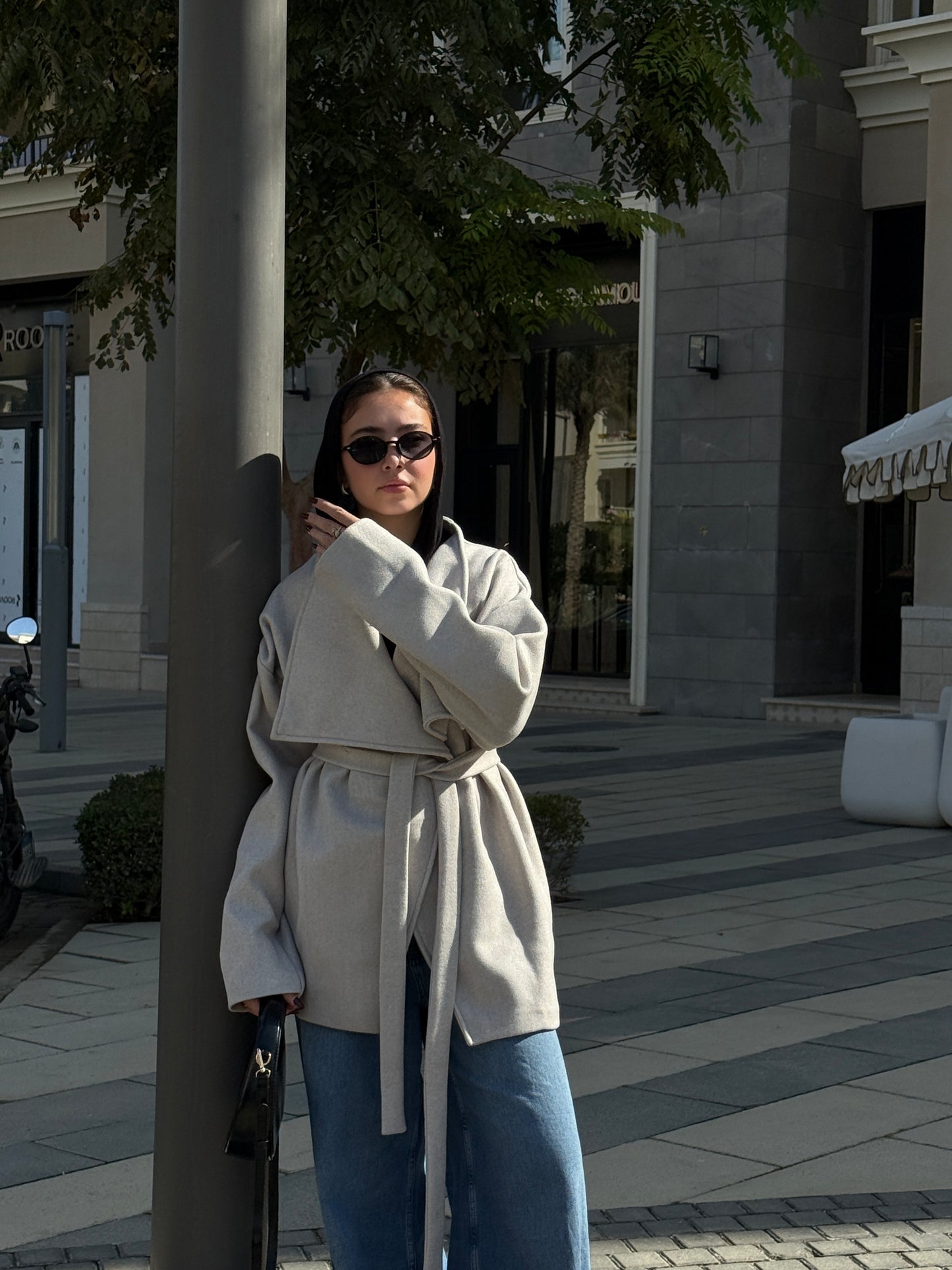 The Wrap Grace Coat in Greige