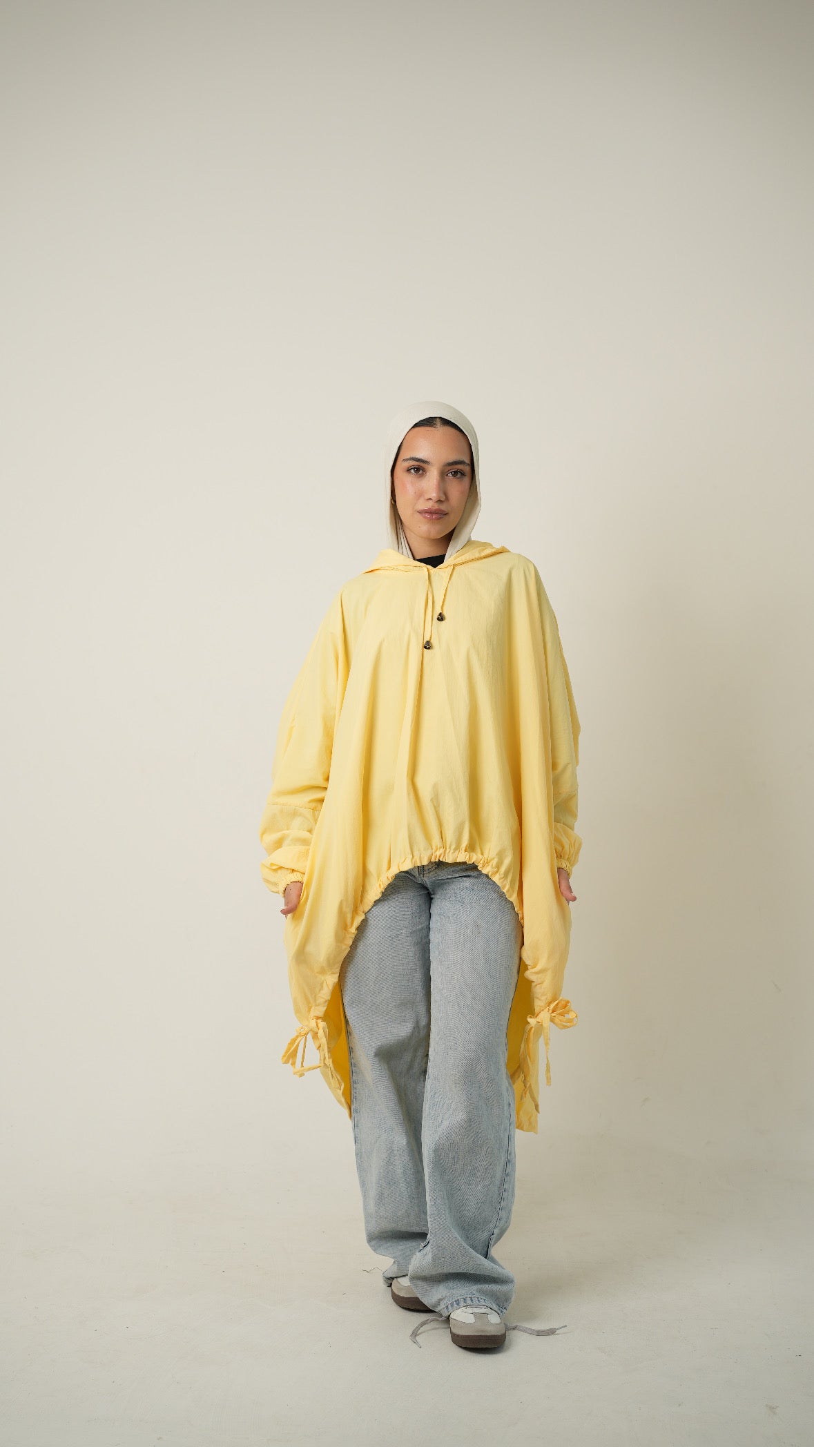 Hooded Waterproof jacket in butter yellow