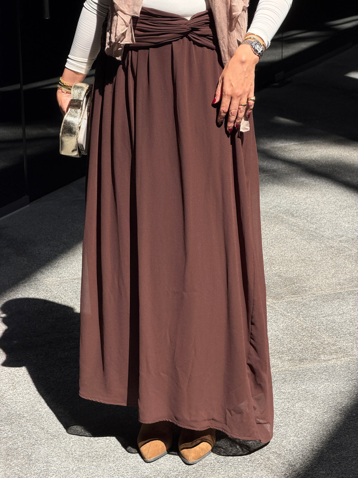Ruby Twisted Skirt in Brown