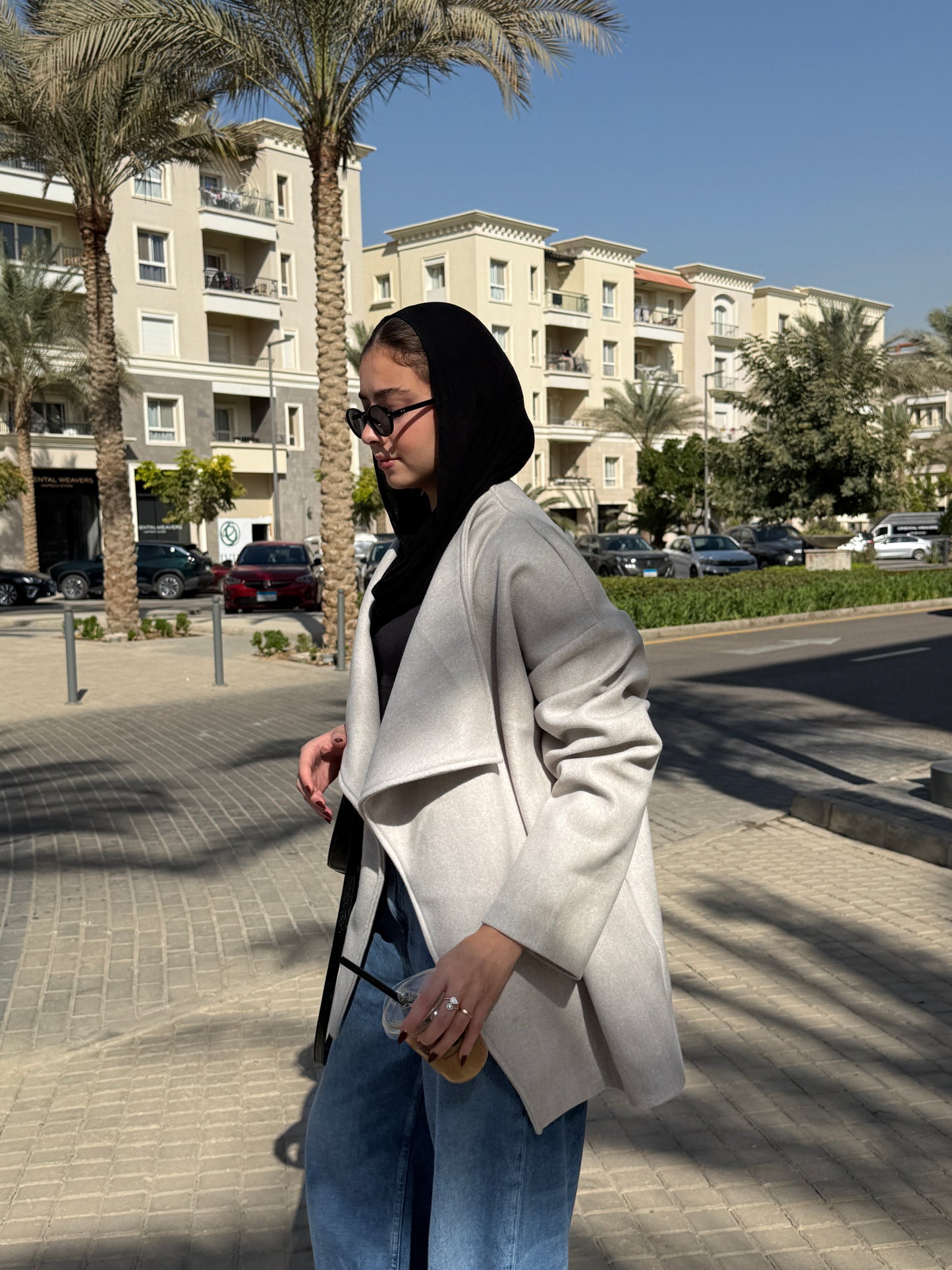 The Wrap Grace Coat in Greige