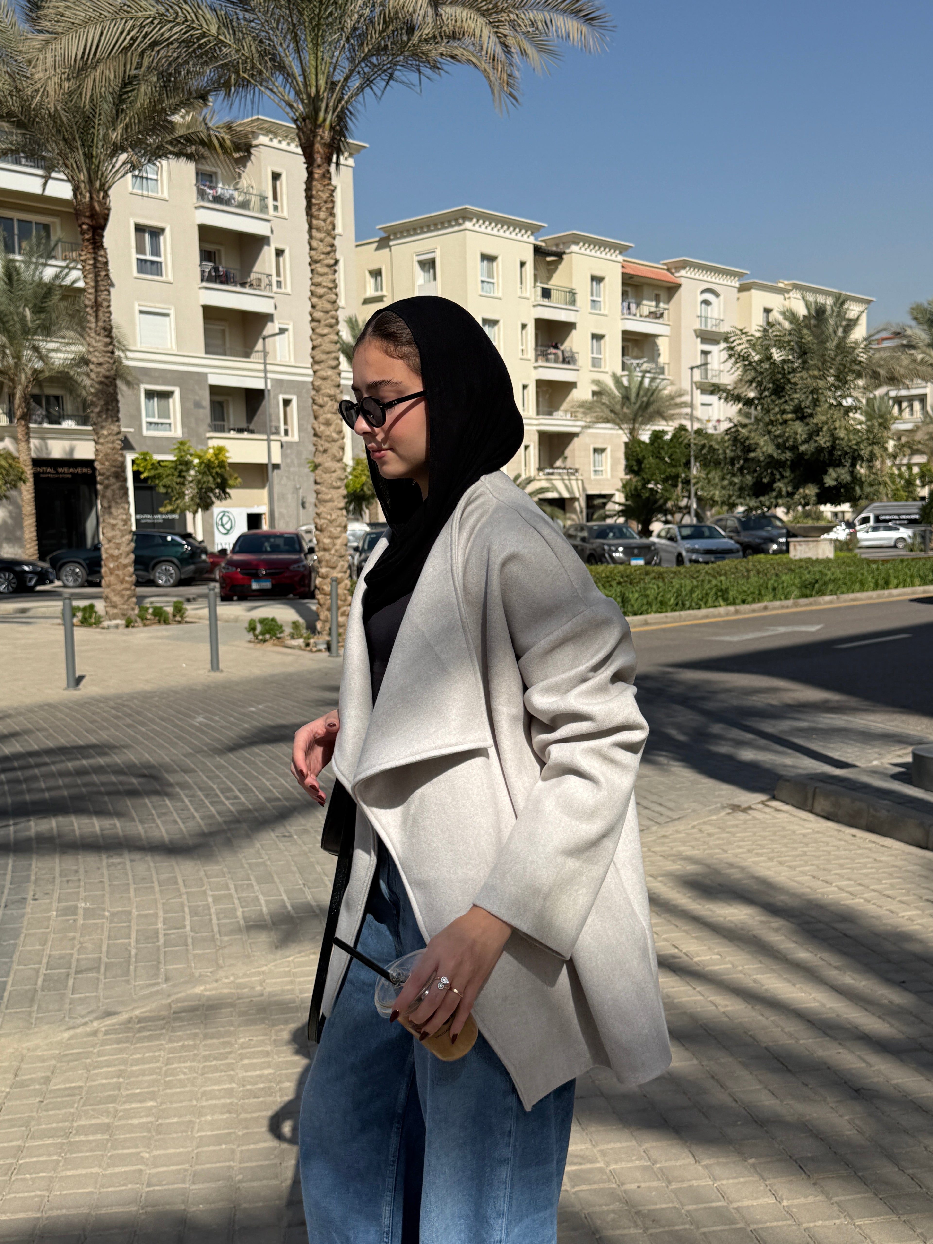 The Wrap Grace Coat in Greige