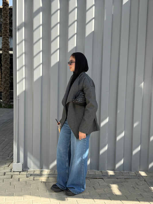 The Wrap Grace Coat in Dark grey