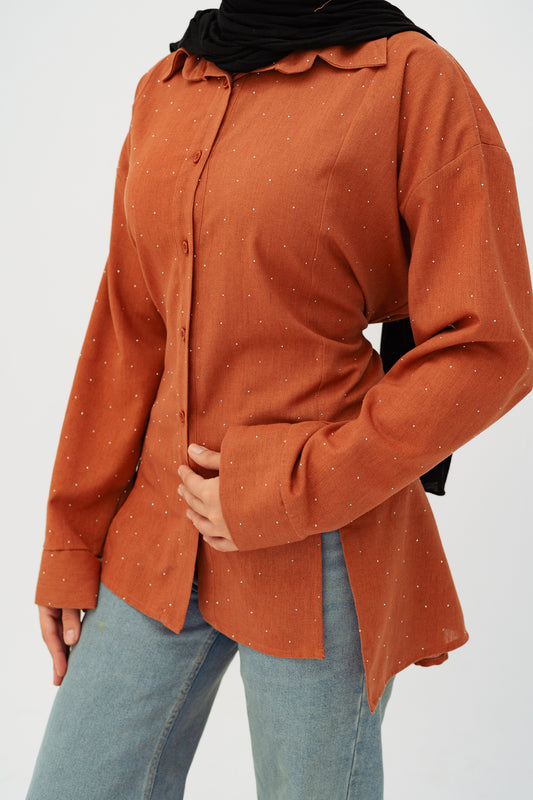 Studded Glam shirt in Rust