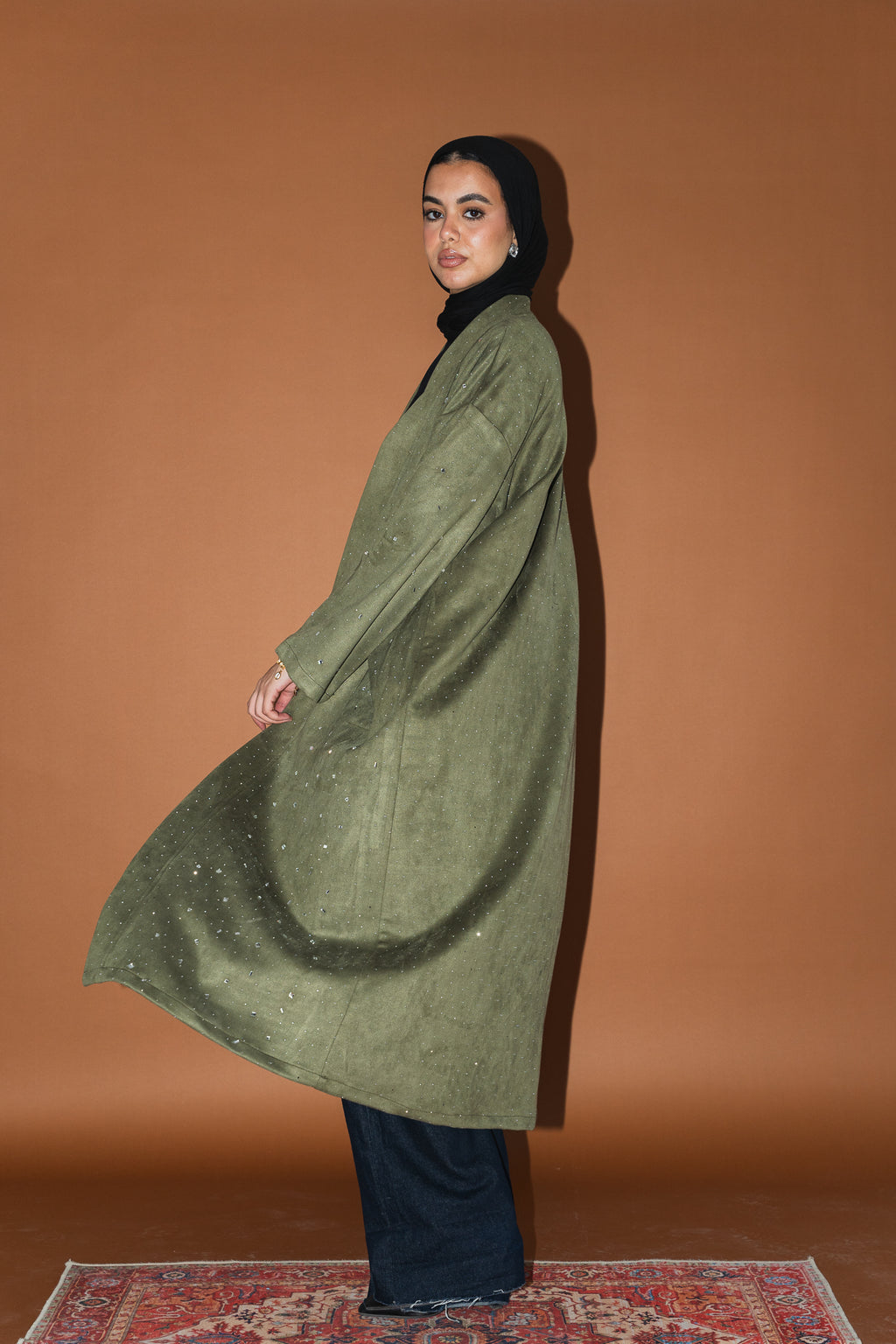 Milky way Stone Cardigan in Olive