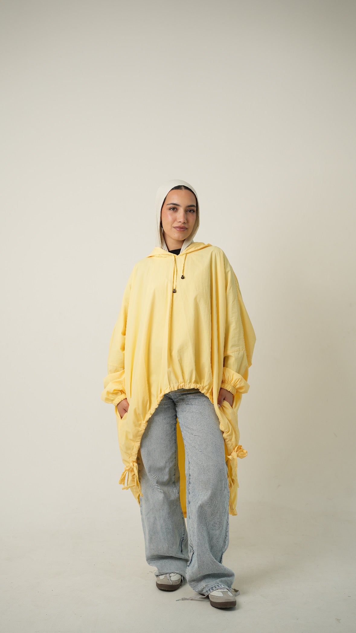 Hooded Waterproof jacket in butter yellow