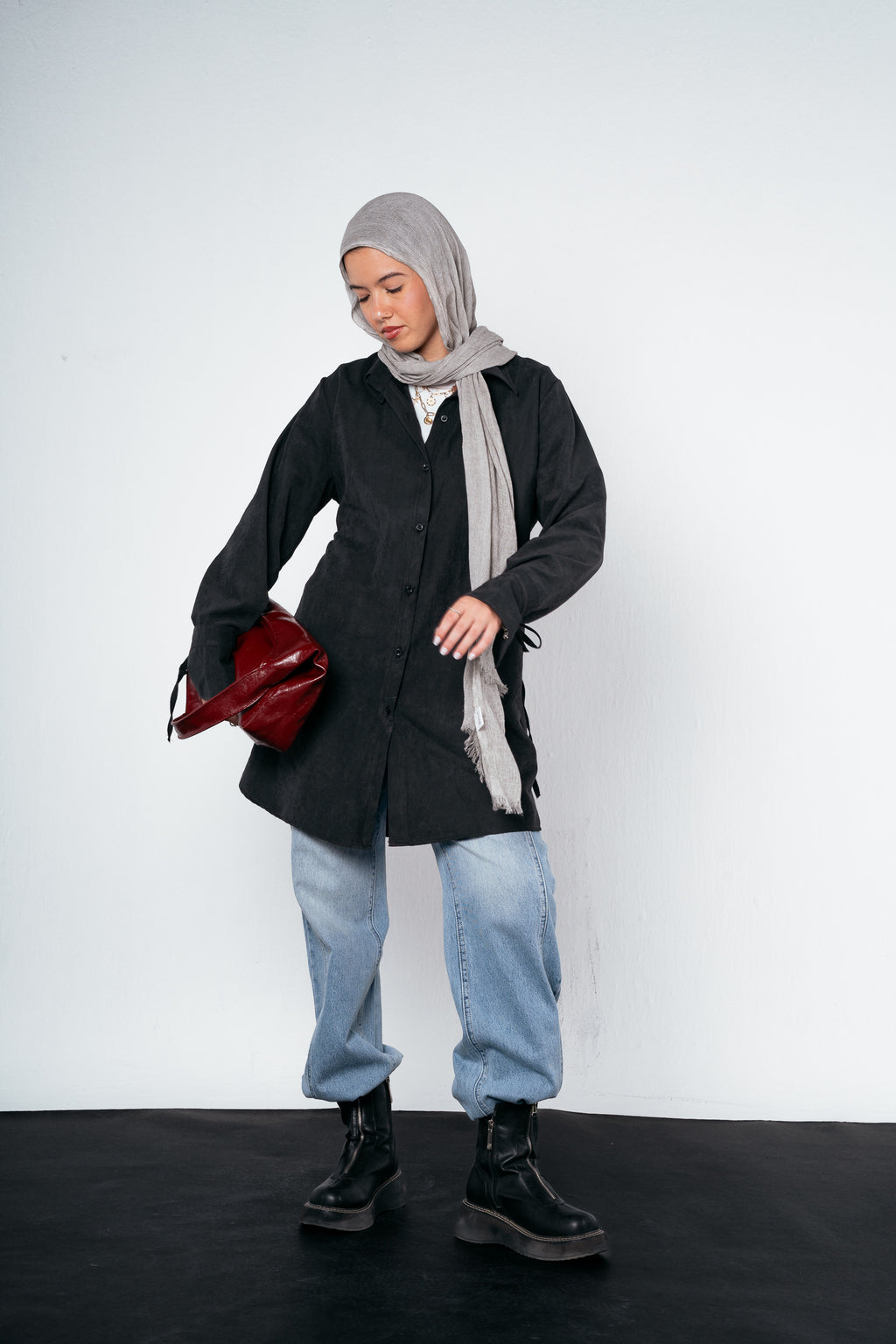 Behind Tie Shirt in Black