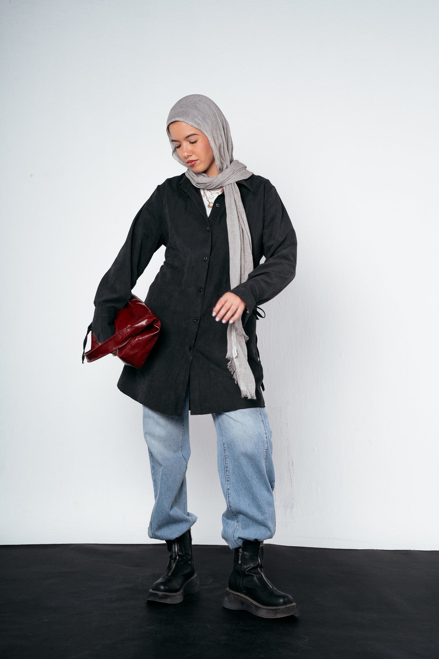 Behind Tie Shirt in Black