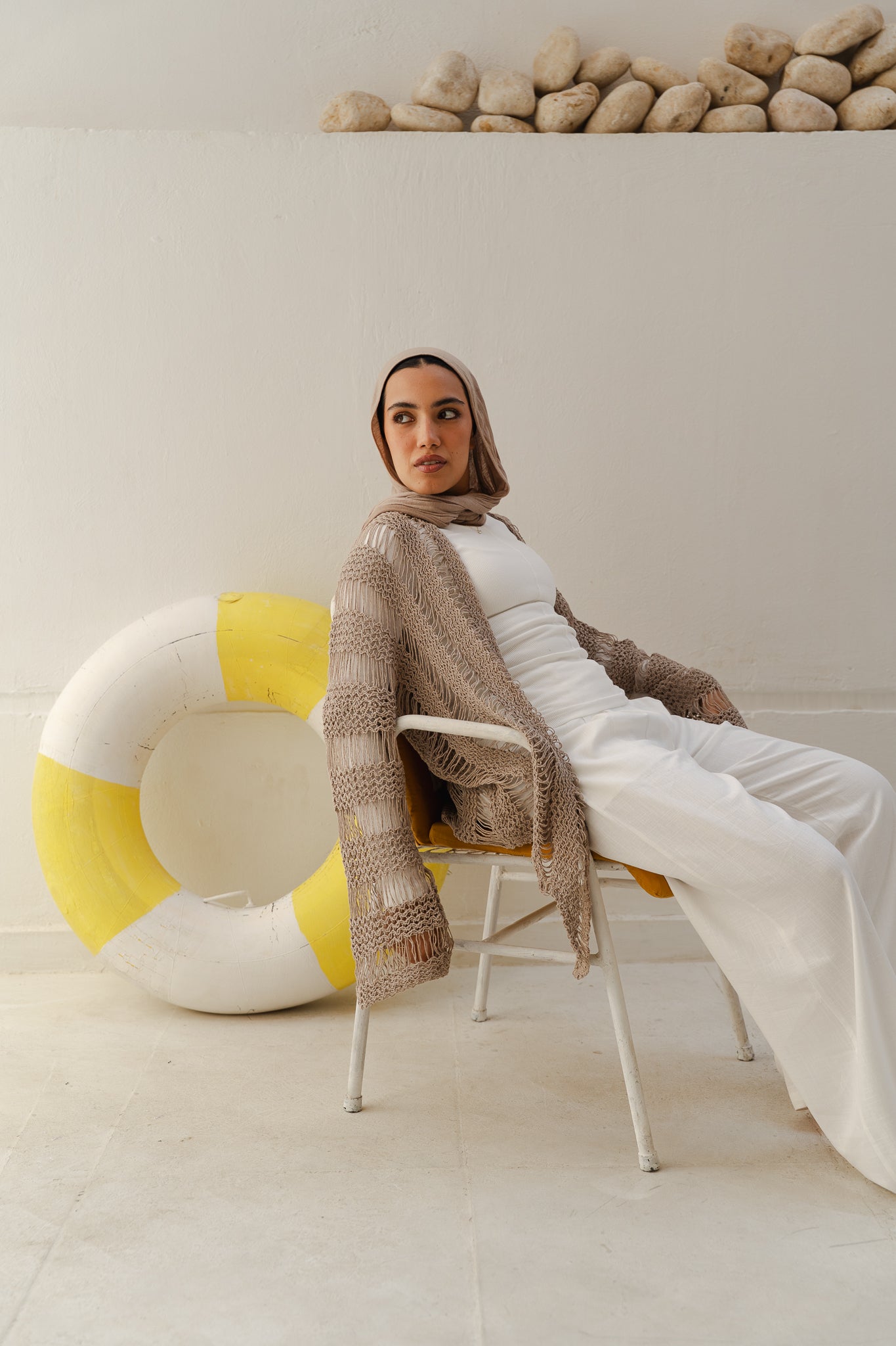 Coastal Crochet Cardigan in Cafe
