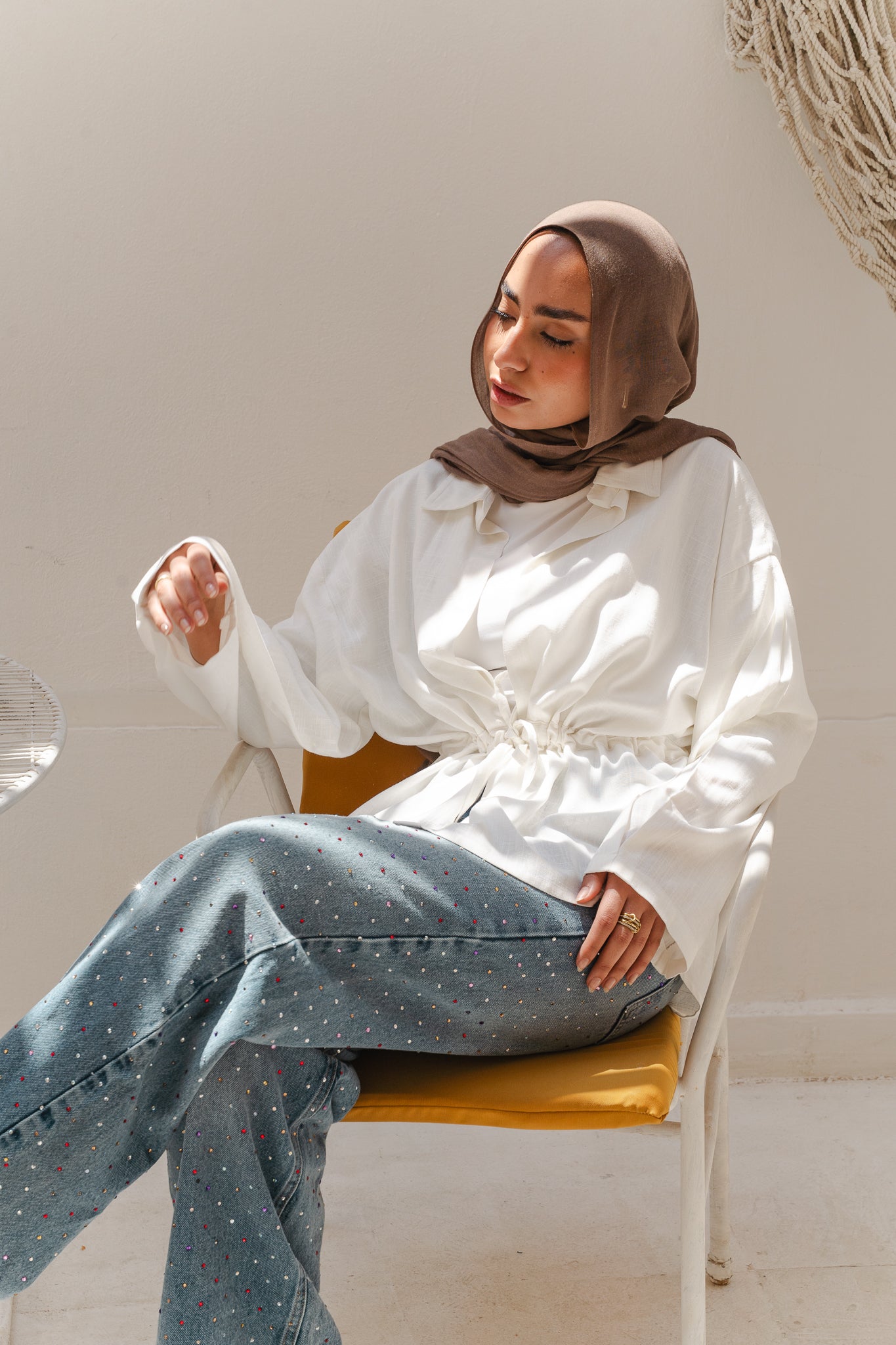 Slay You Girl Linen Top in White