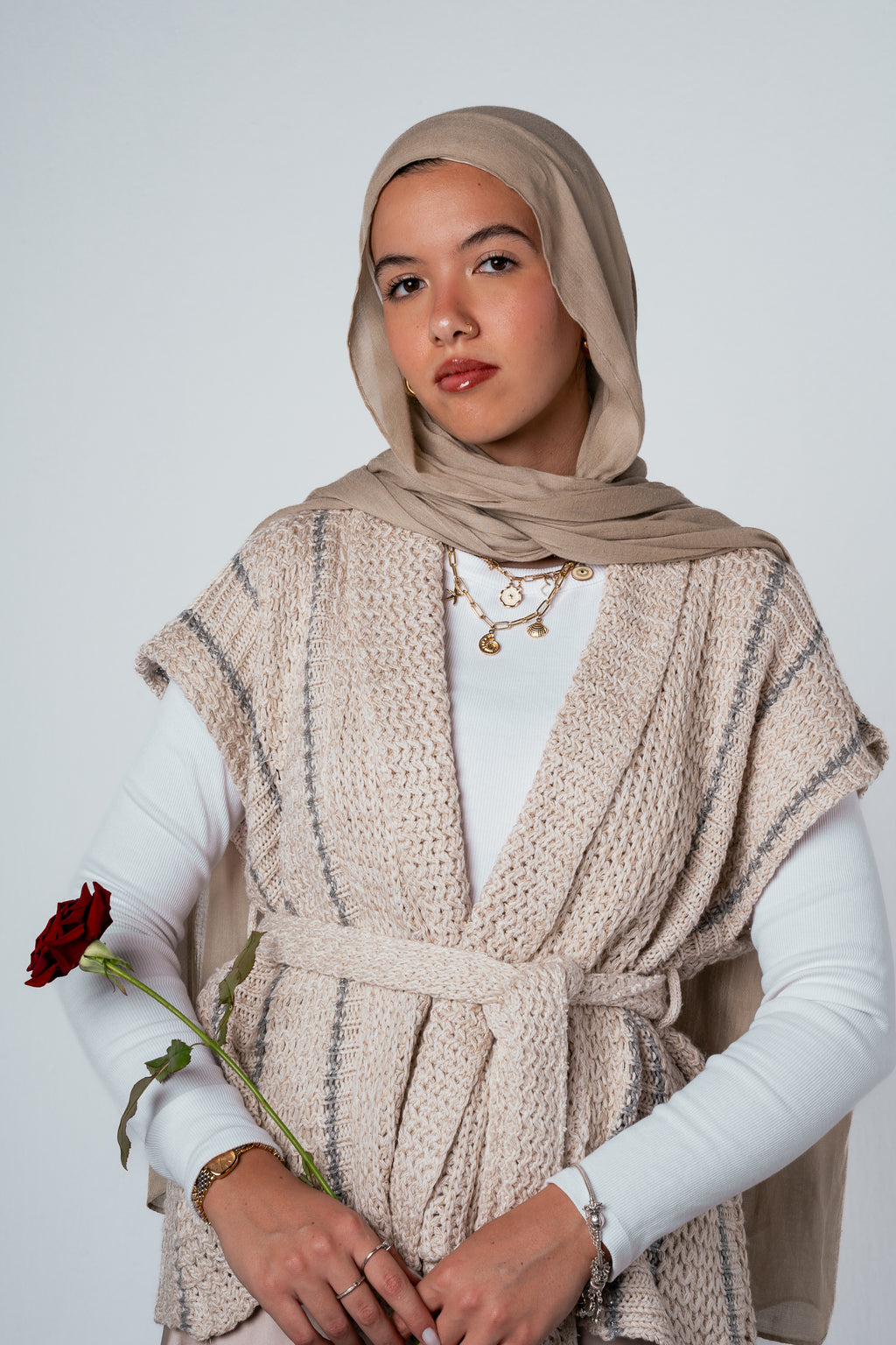 Silver Threads Knit Vest in Off white