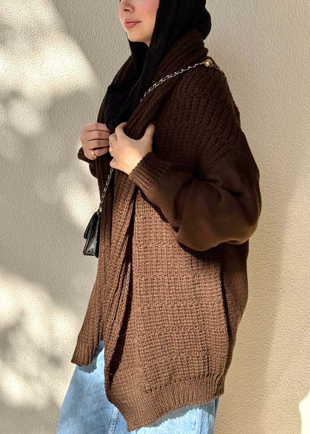 The Warm Hug Knit Cardigan in Brown
