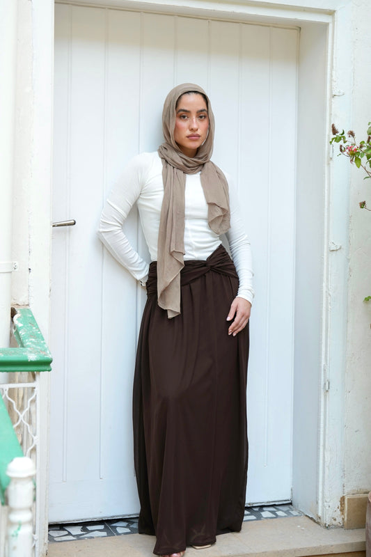 Ruby Twisted Skirt in Brown