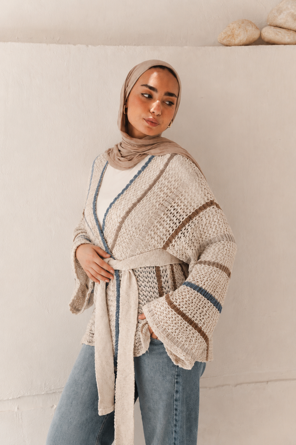 Better in Neutrals Metallic Threads Cardigan