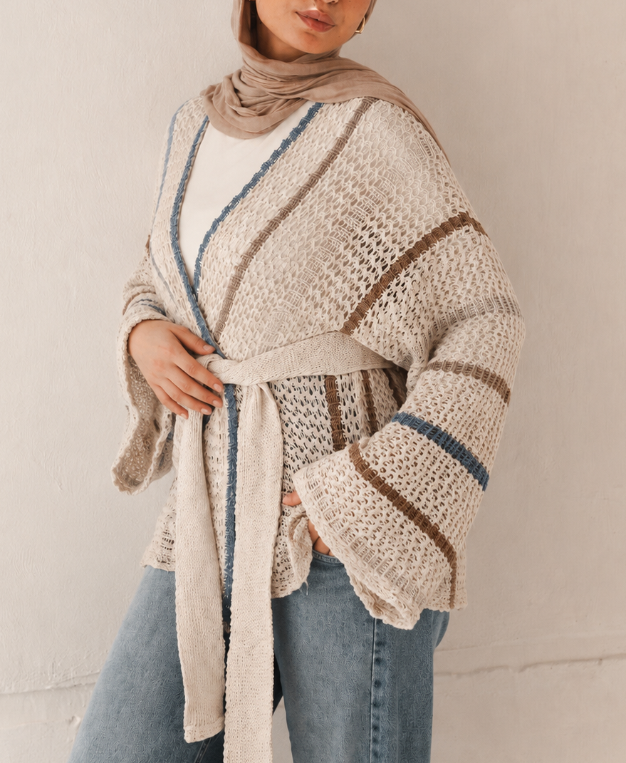 Better in Neutrals Metallic Threads Cardigan