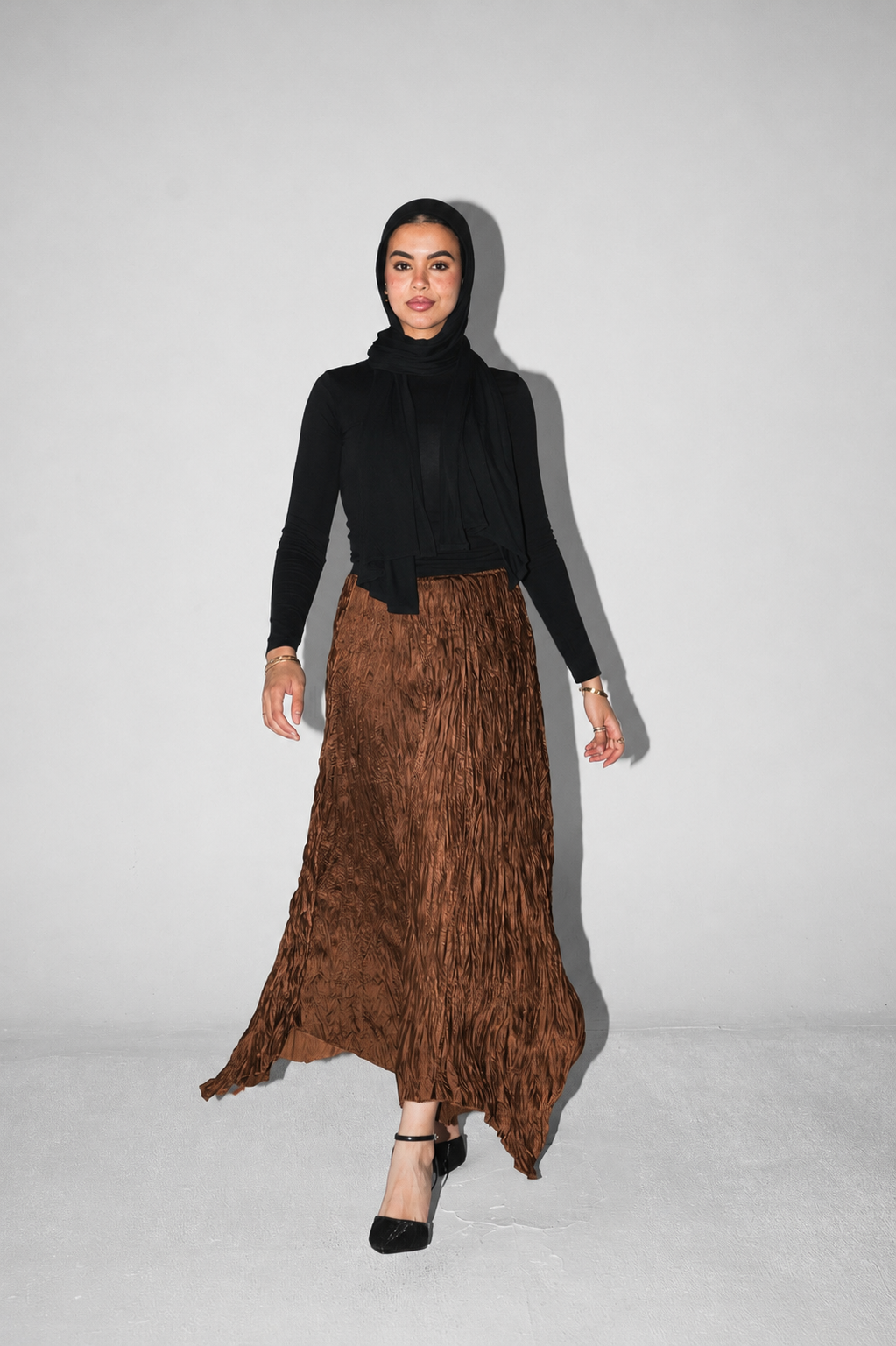Anne Crushed skirt in Brown