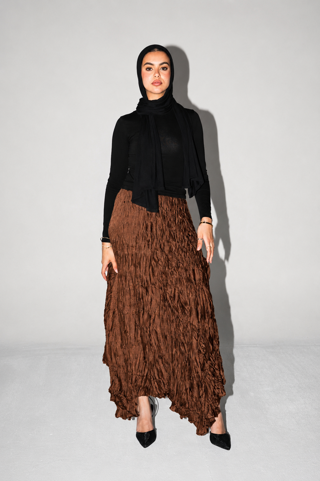 Anne Crushed skirt in Brown