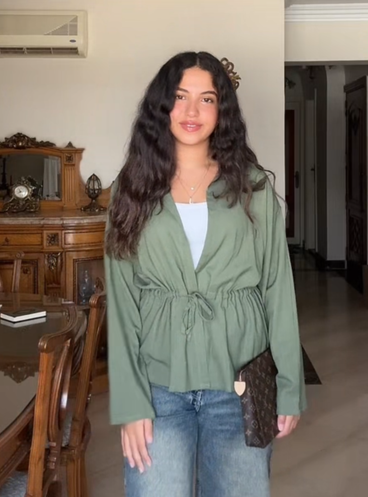 Slay You Girl Linen Top in Olive