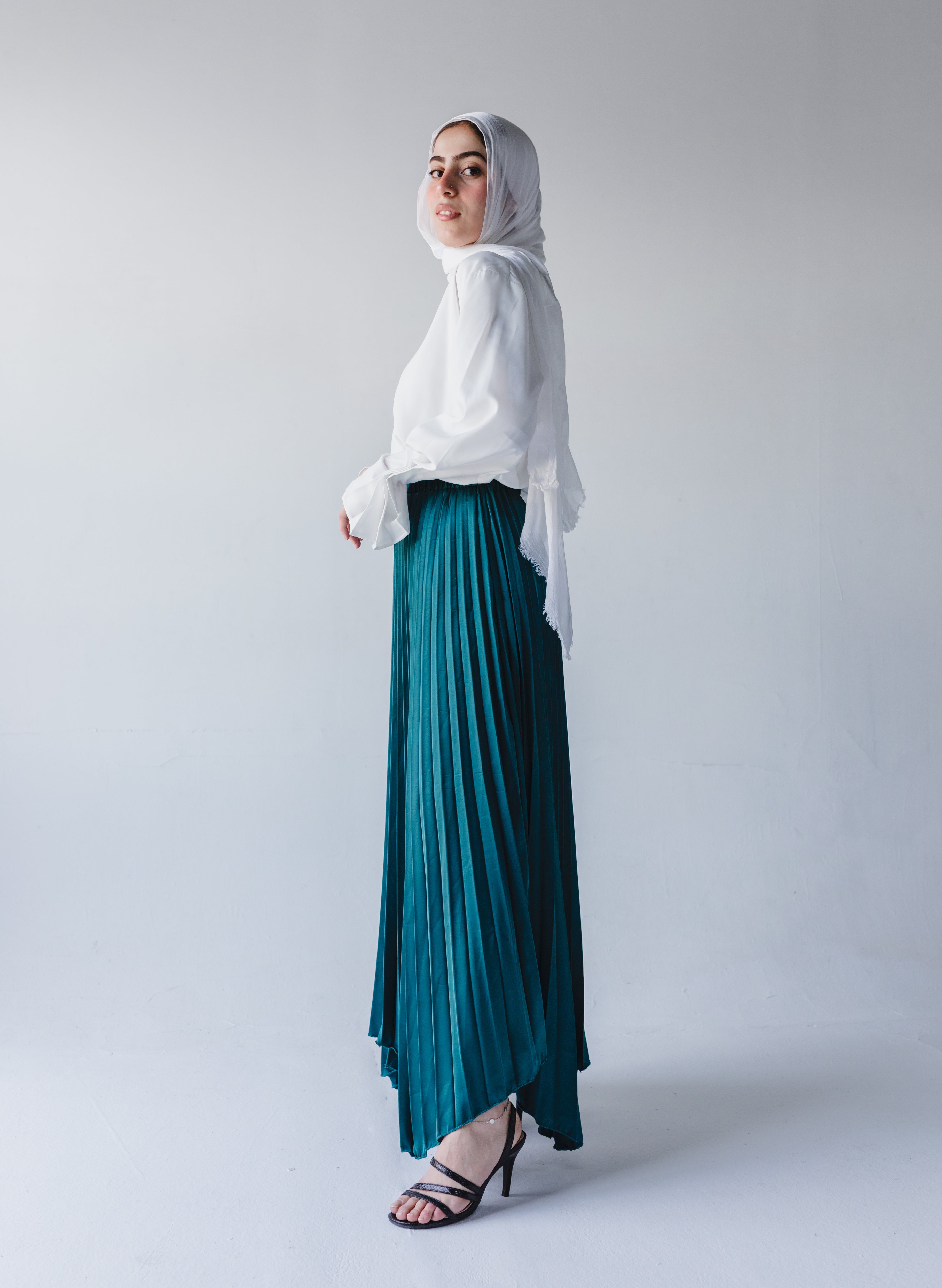 Ash Asymmetrical Skirt in Teal
