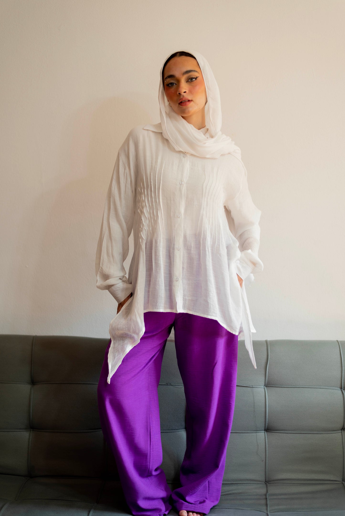 Linen pants in Purple