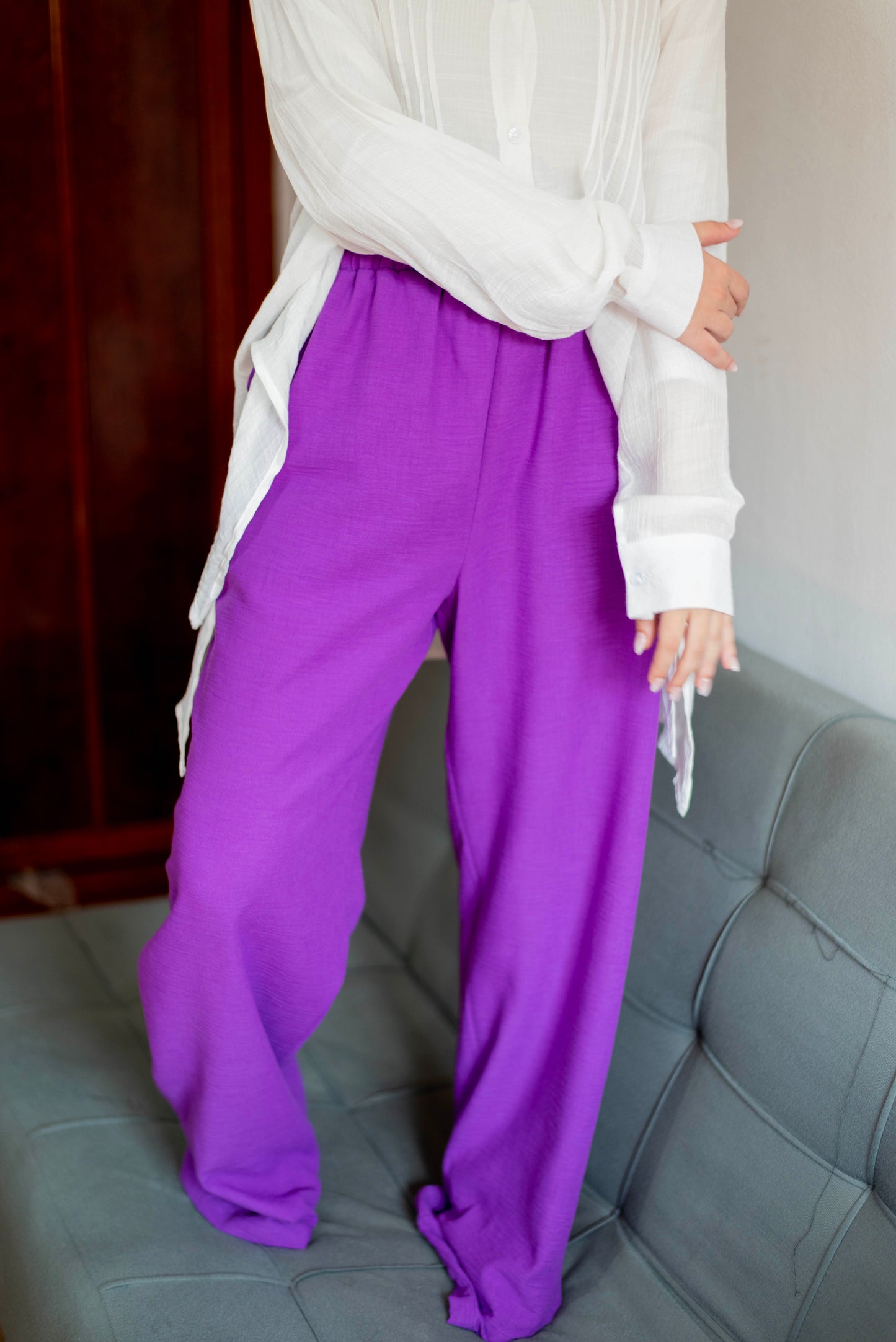 Linen pants in Purple