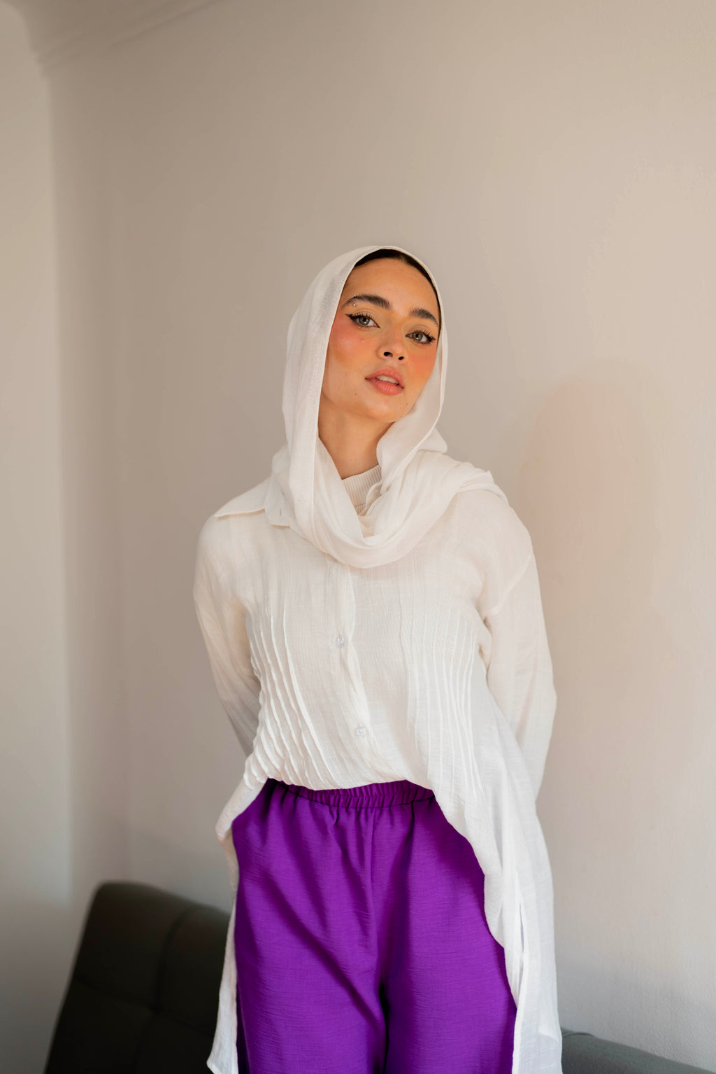 Linen pants in Purple
