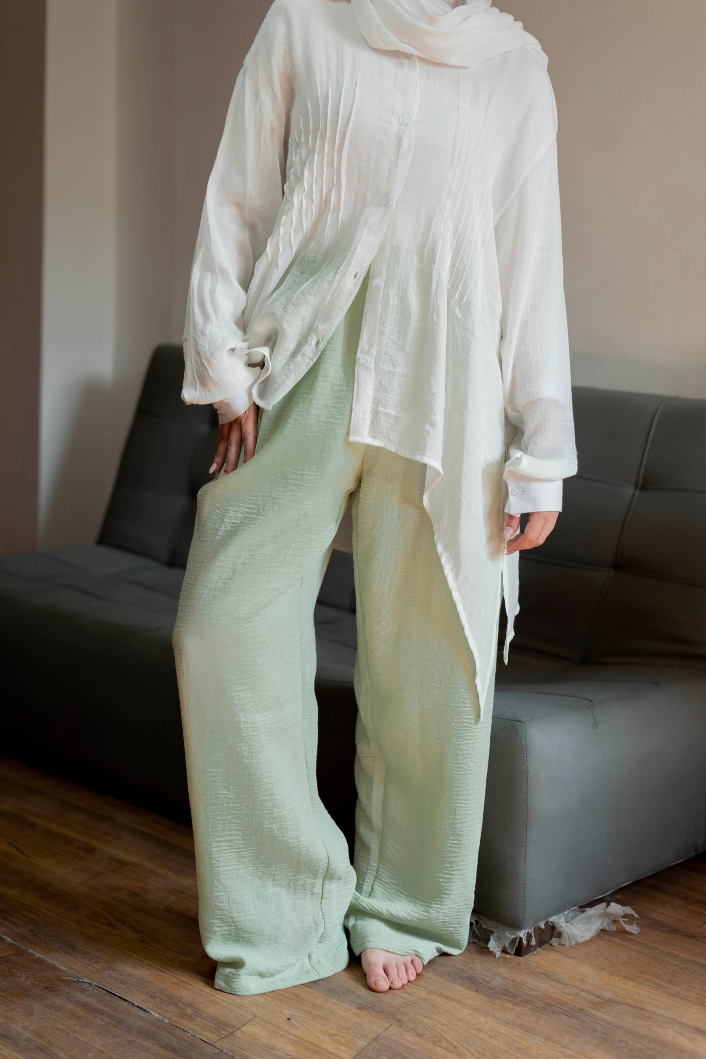 Linen pants in Mint