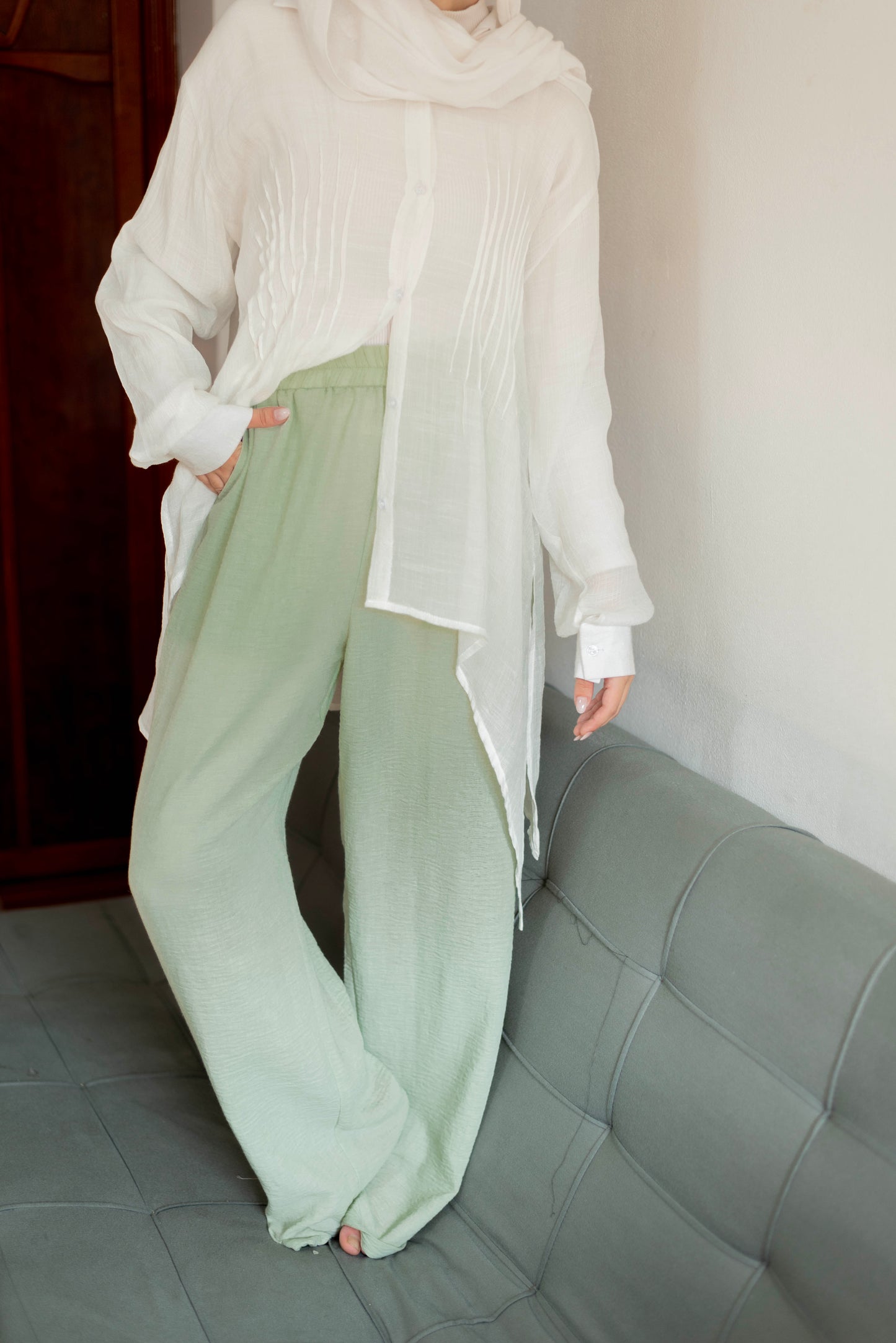 Linen pants in Mint