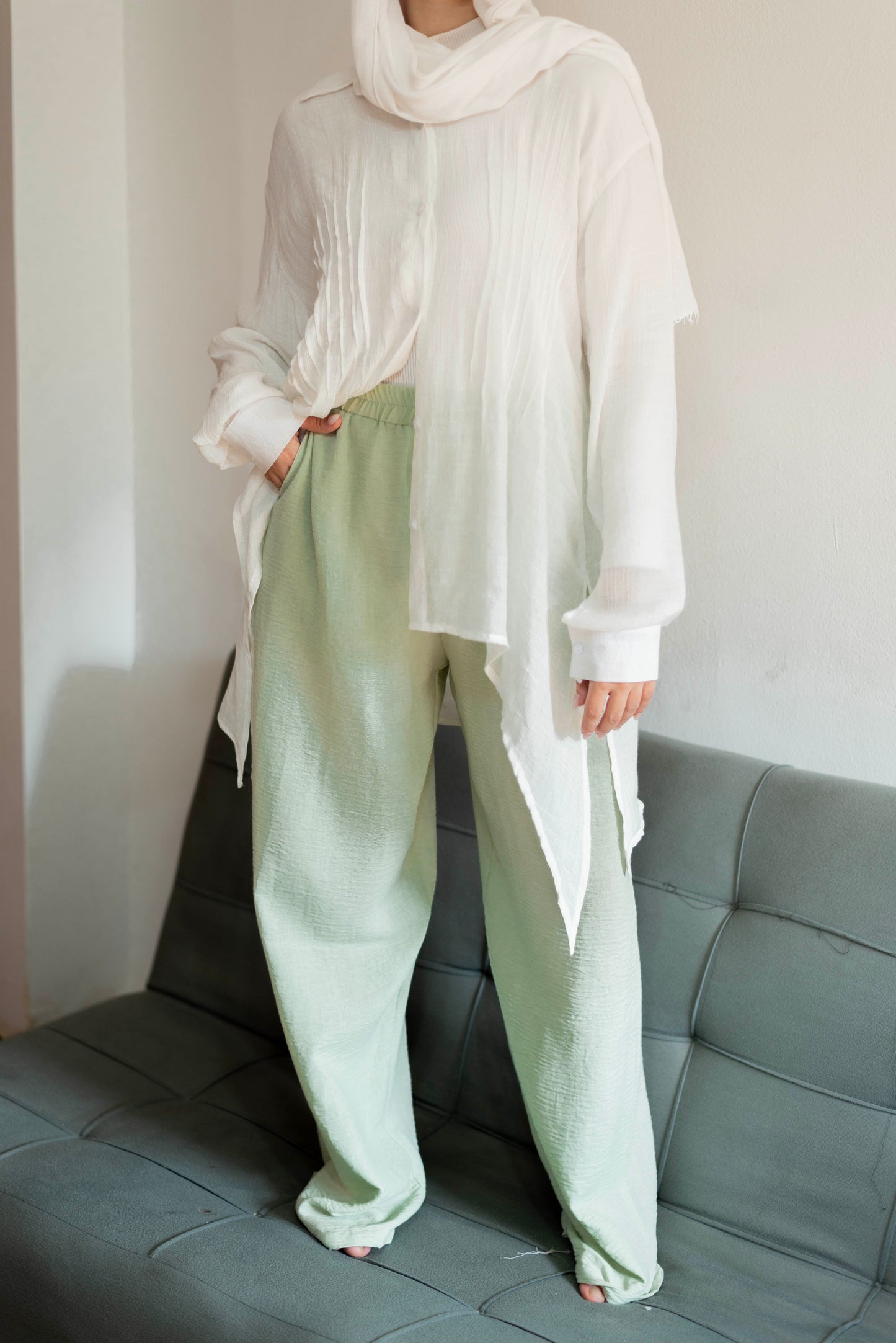 Linen pants in Mint