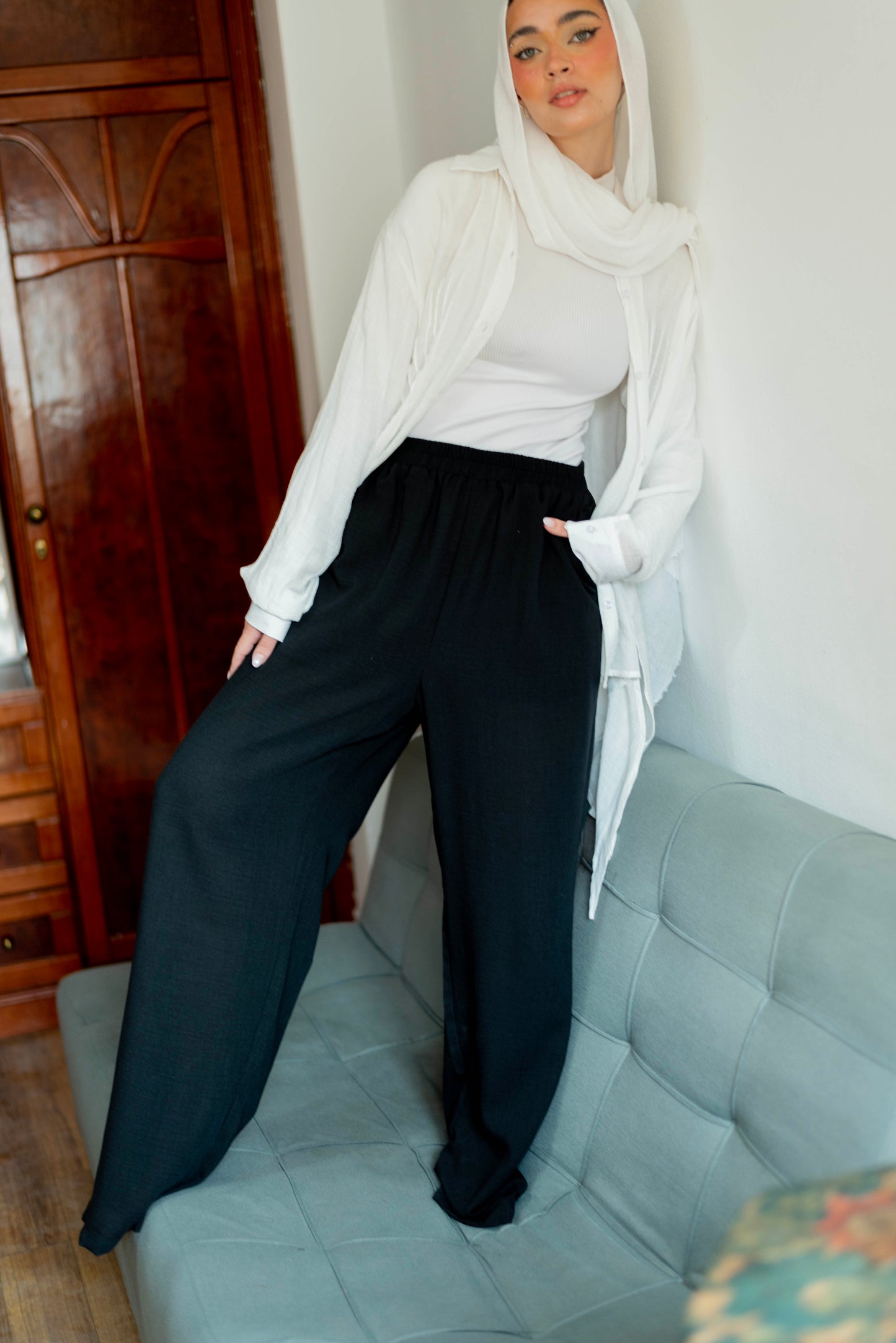 Linen pants in Black