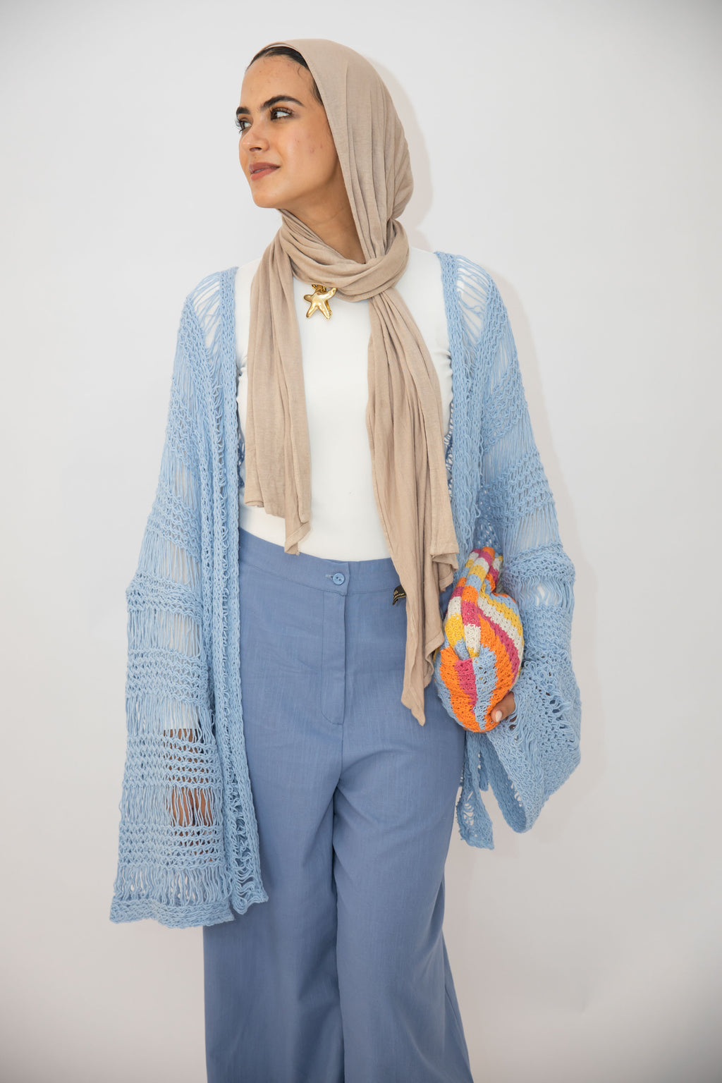 Coastal Crochet Cover-up in Baby Blue