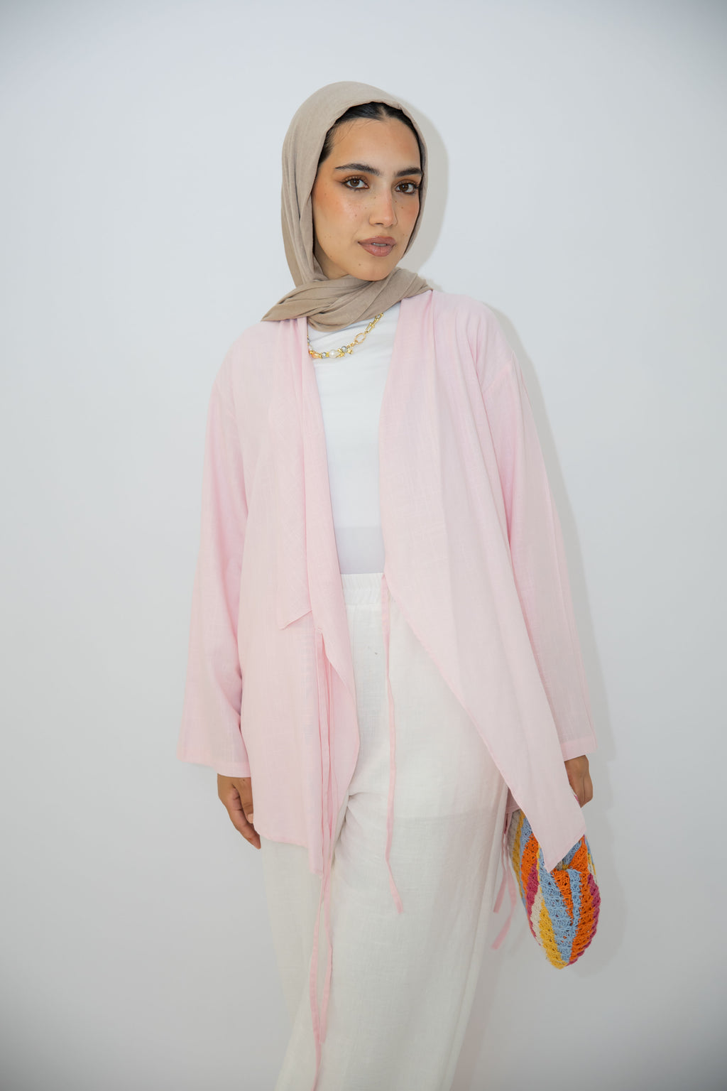 Side Tie Linen Top in Rose